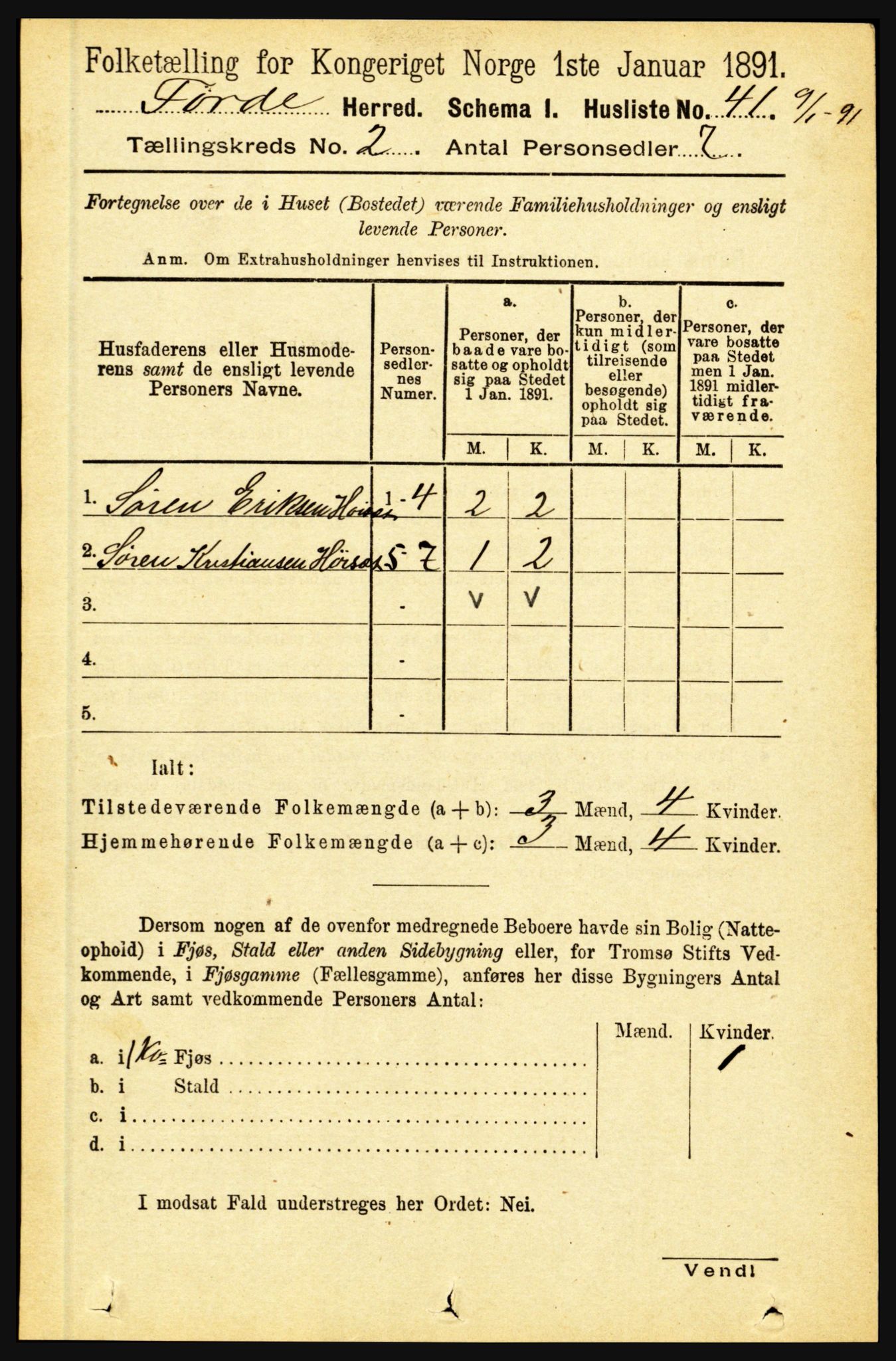 RA, 1891 census for 1432 Førde, 1891, p. 444