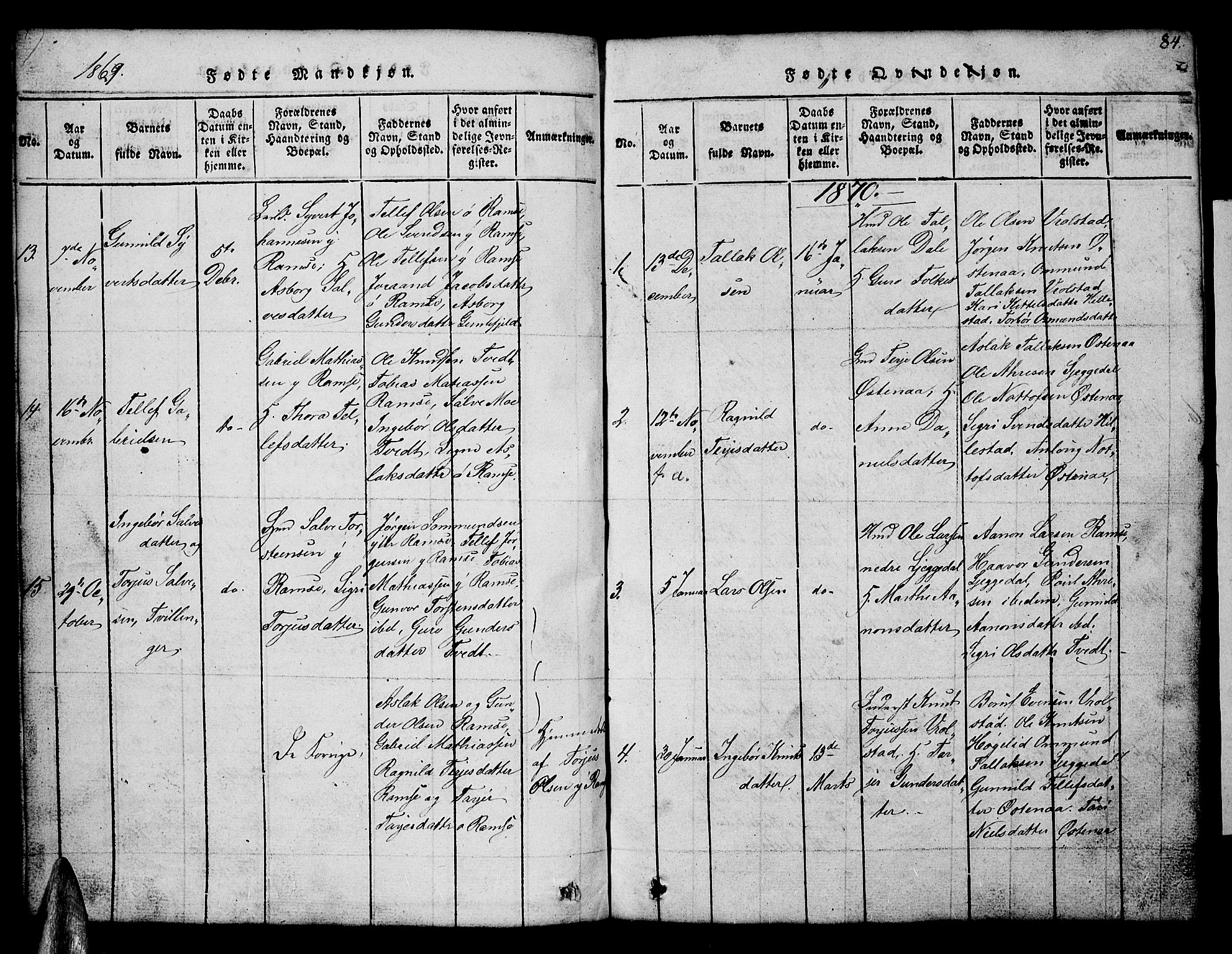 Åmli sokneprestkontor, AV/SAK-1111-0050/F/Fb/Fbb/L0001: Parish register (copy) no. B 1, 1816-1889, p. 84