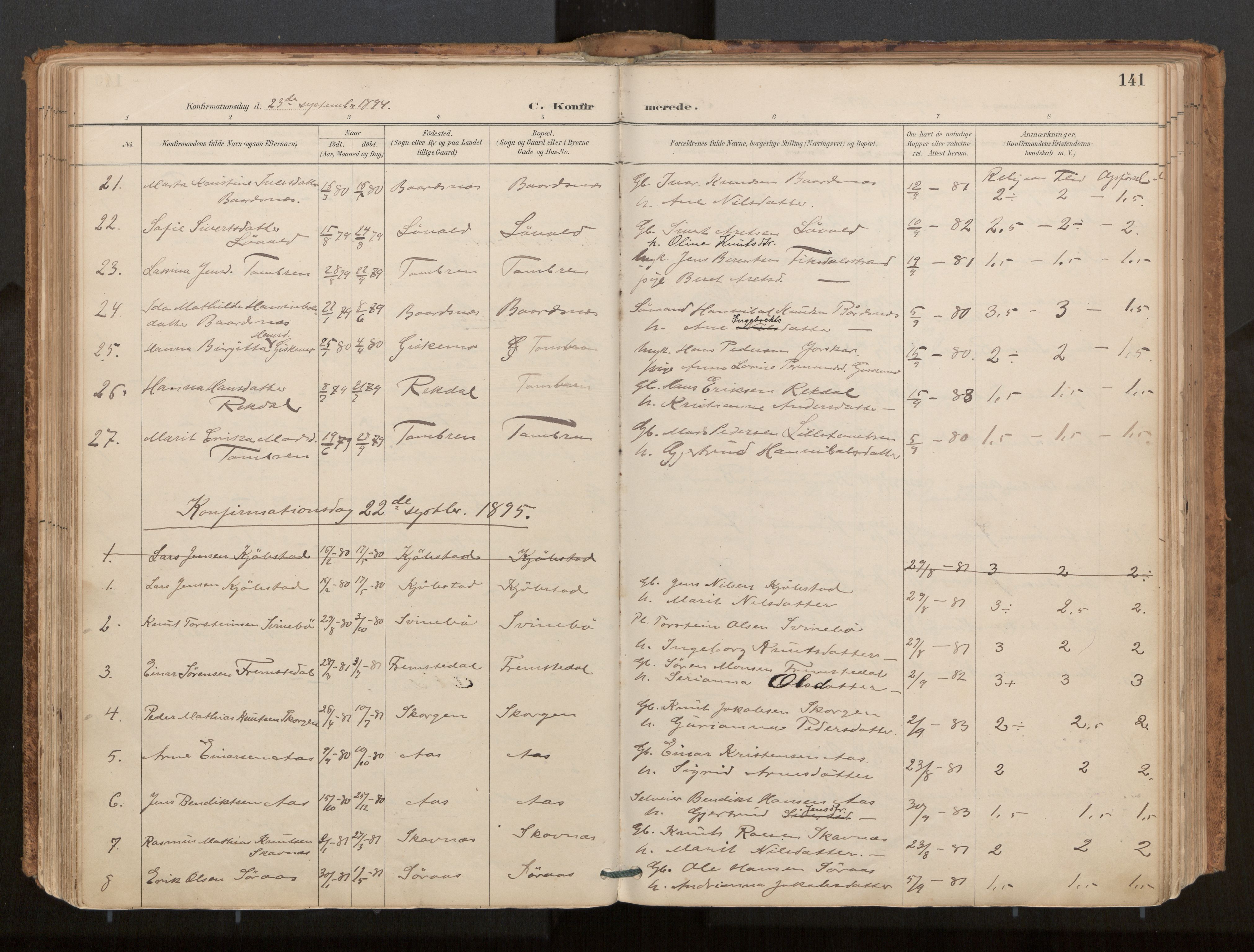 Ministerialprotokoller, klokkerbøker og fødselsregistre - Møre og Romsdal, AV/SAT-A-1454/539/L0531: Parish register (official) no. 539A04, 1887-1913, p. 141