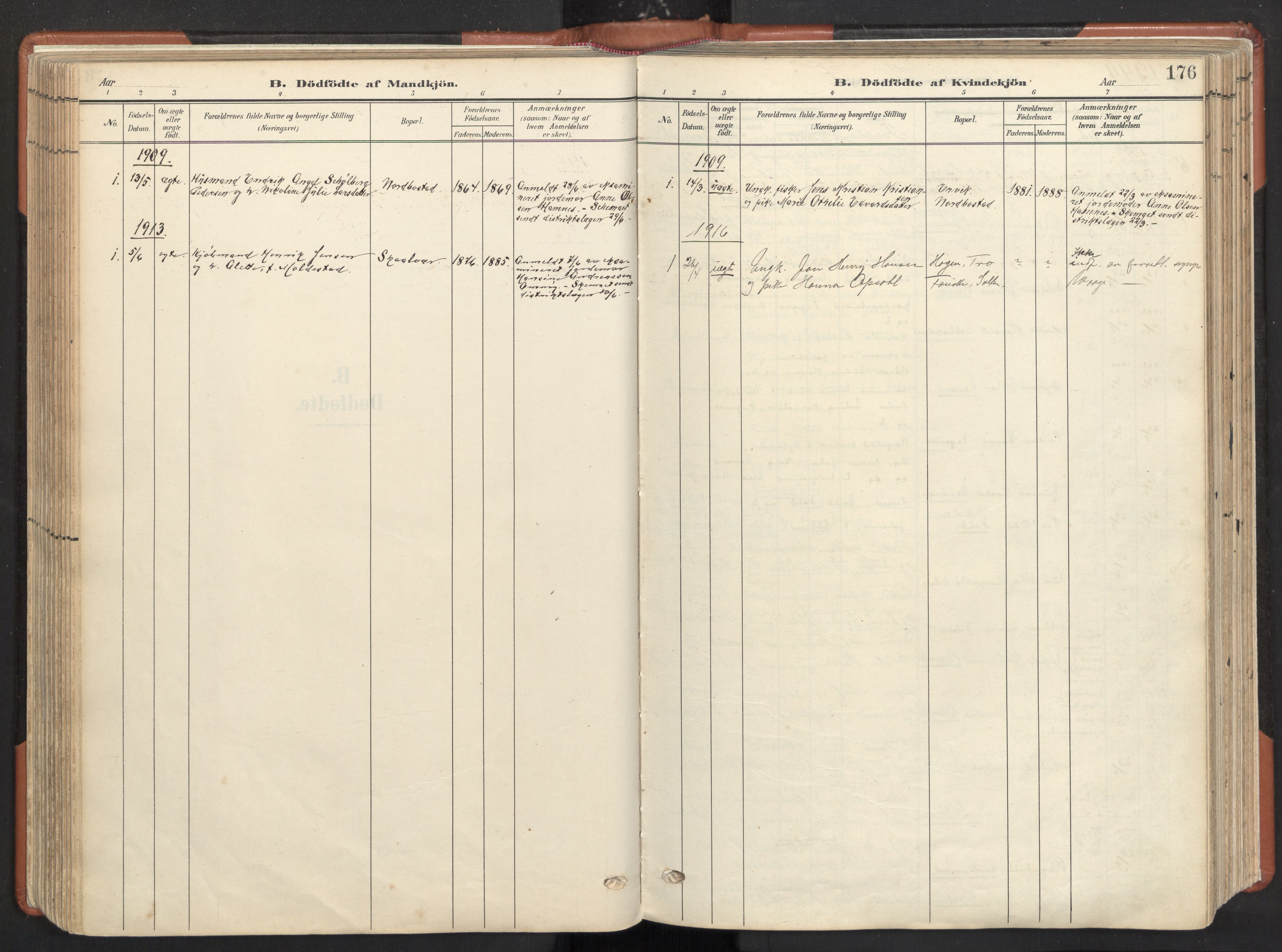 Ministerialprotokoller, klokkerbøker og fødselsregistre - Nordland, AV/SAT-A-1459/817/L0265: Parish register (official) no. 817A05, 1908-1944, p. 176