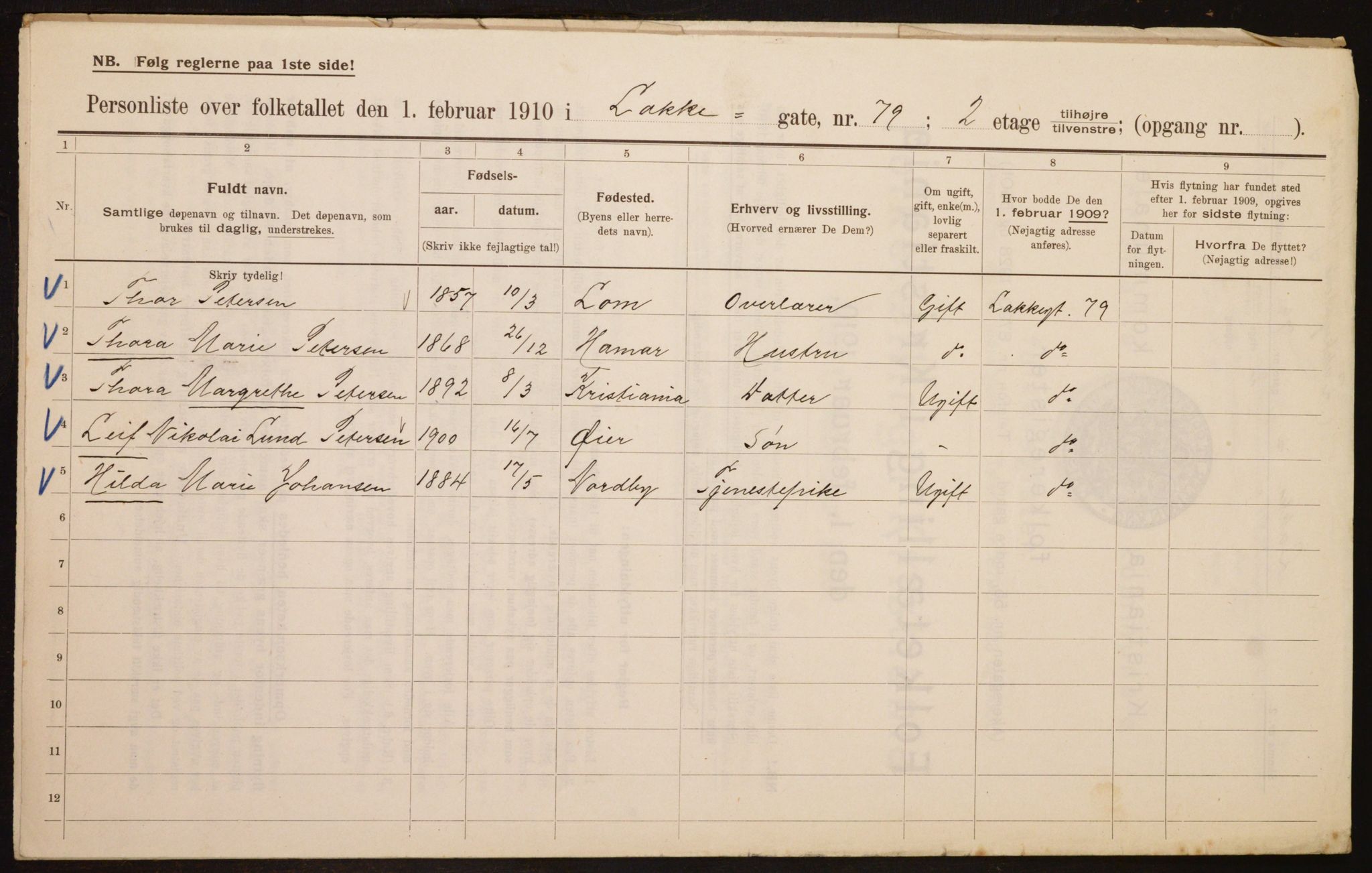 OBA, Municipal Census 1910 for Kristiania, 1910, p. 54316