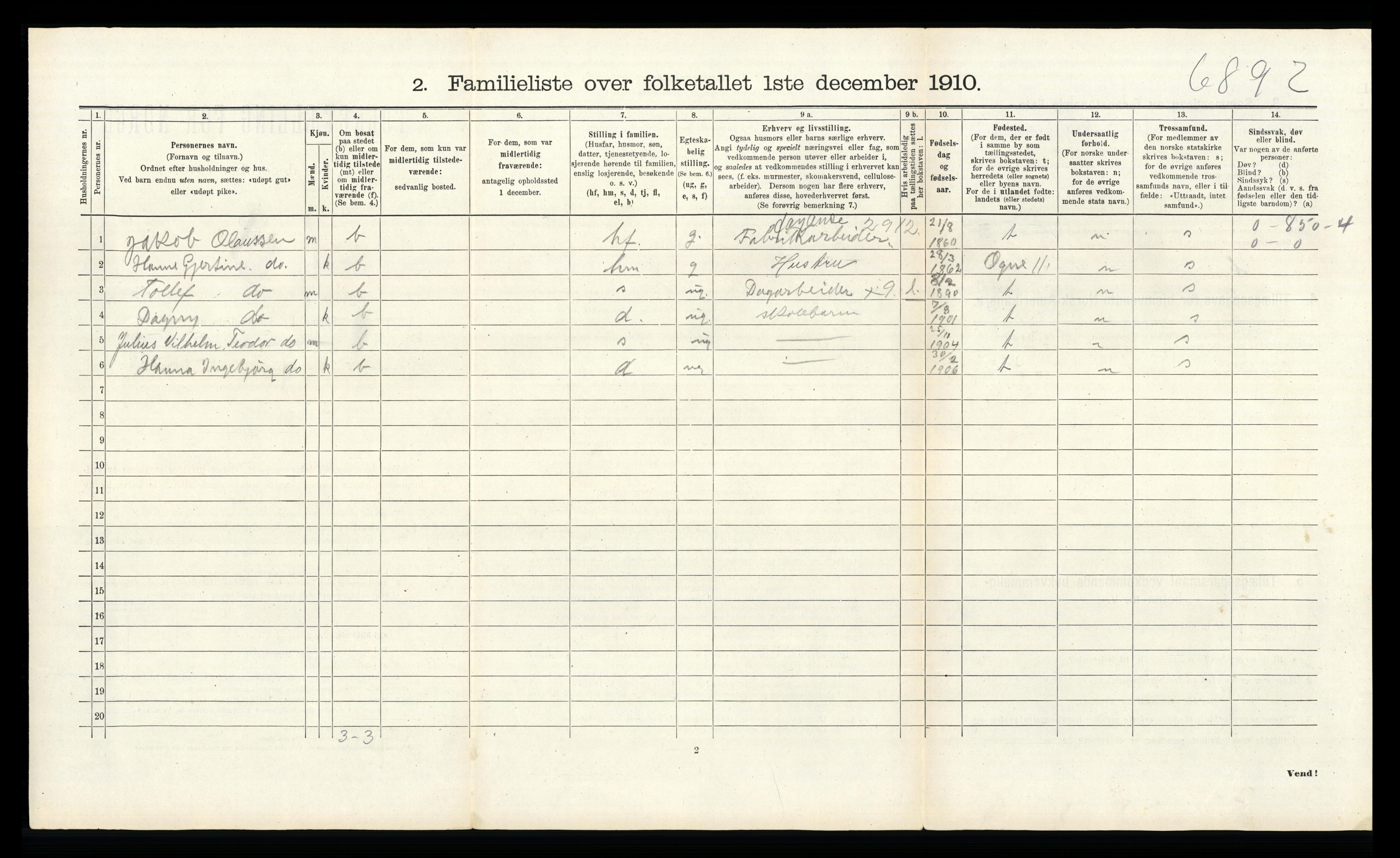 RA, 1910 census for Egersund, 1910, p. 2198