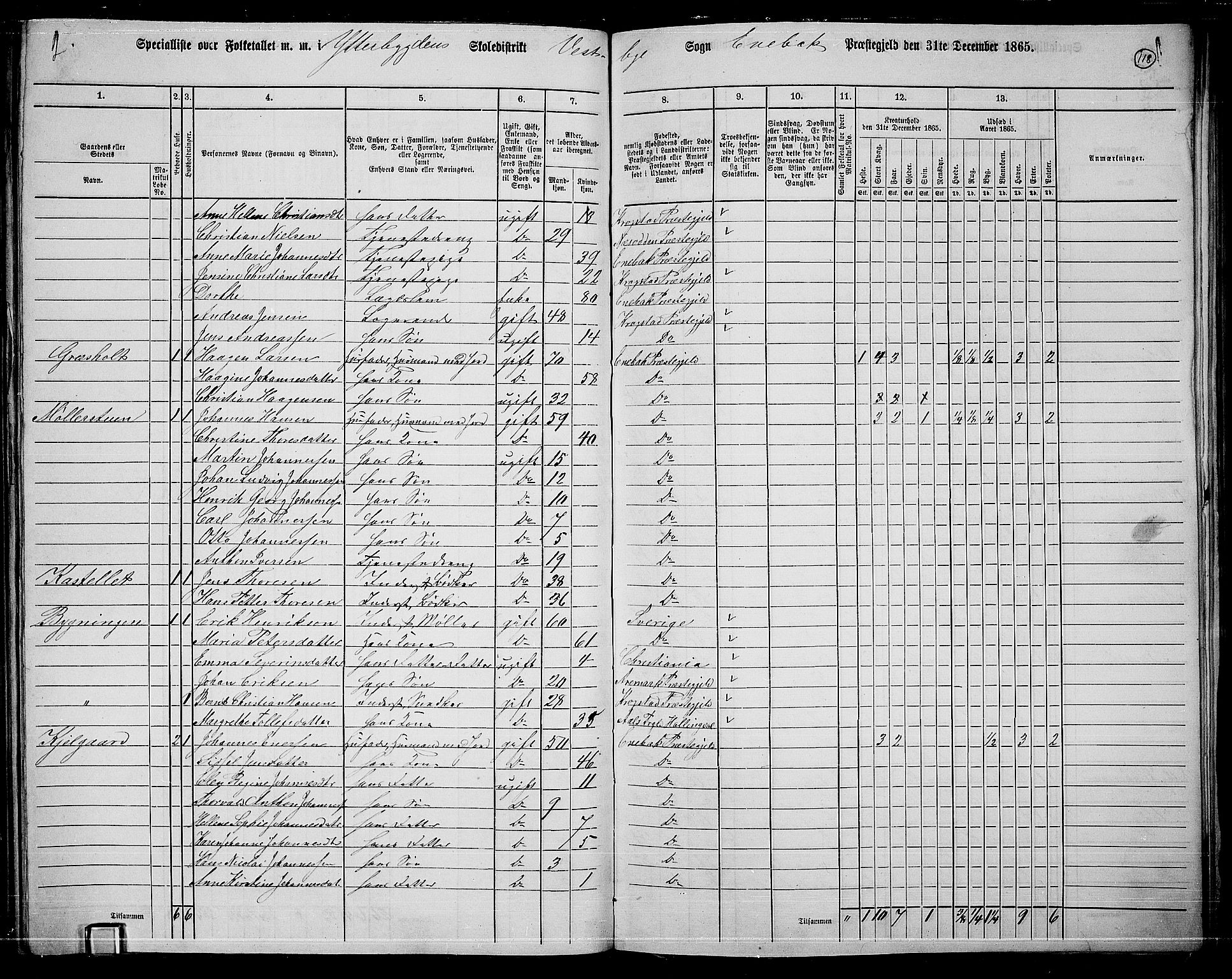 RA, 1865 census for Enebakk, 1865, p. 104