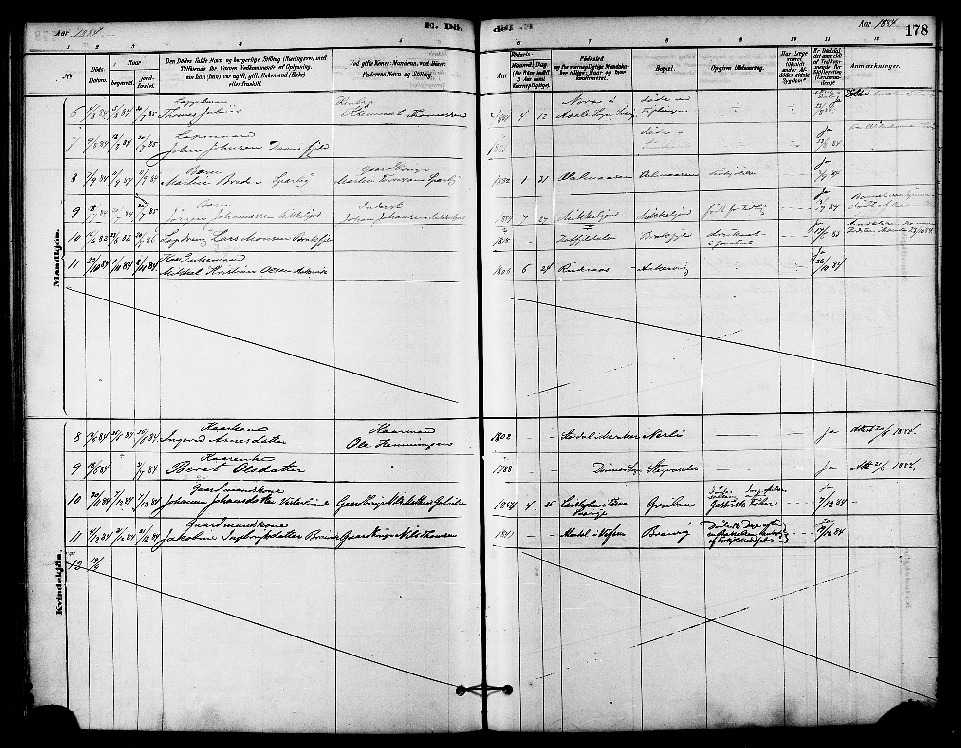 Ministerialprotokoller, klokkerbøker og fødselsregistre - Nordland, AV/SAT-A-1459/823/L0325: Parish register (official) no. 823A02, 1878-1898, p. 178