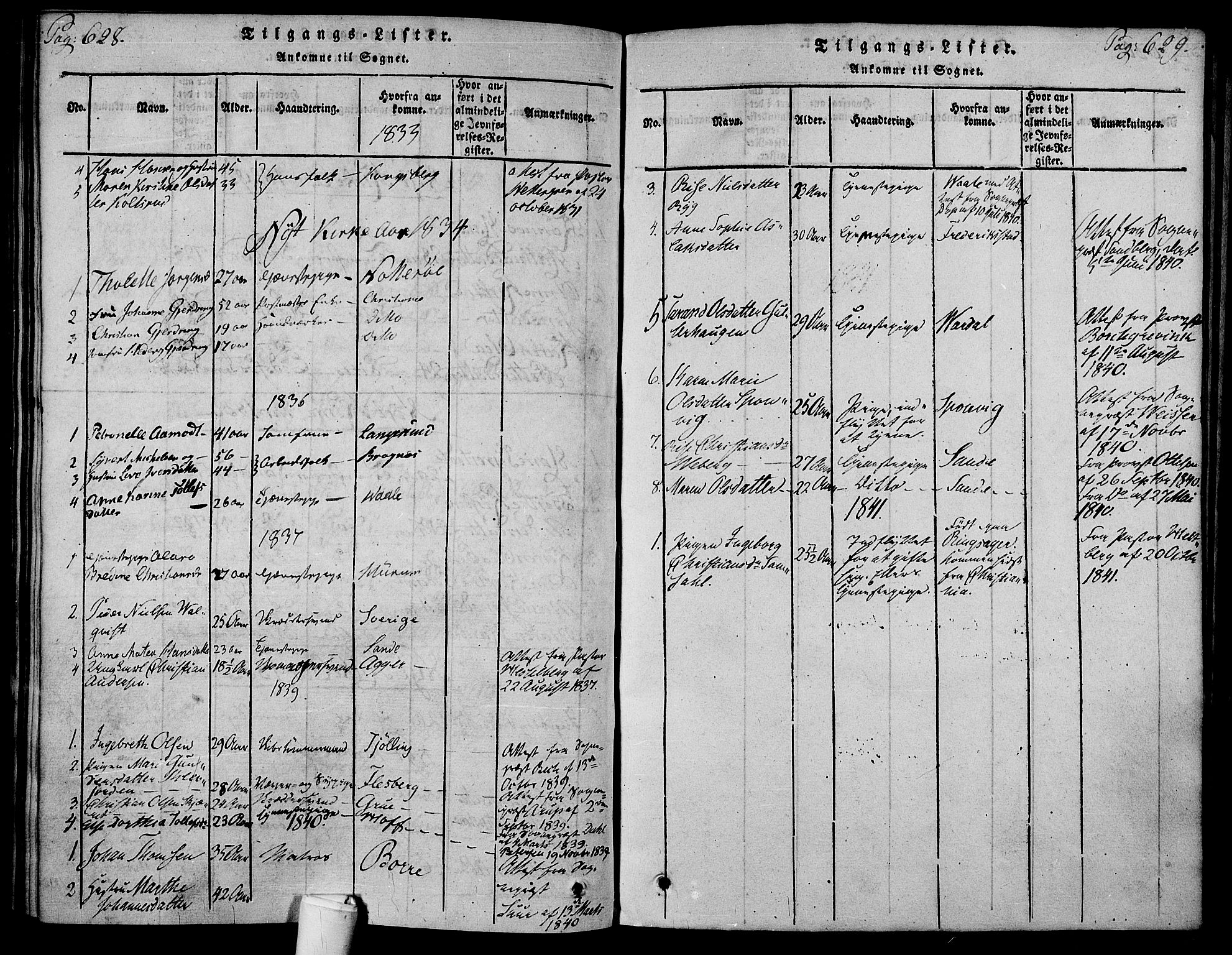 Holmestrand kirkebøker, AV/SAKO-A-346/F/Fa/L0001: Parish register (official) no. 1, 1814-1840, p. 628-629