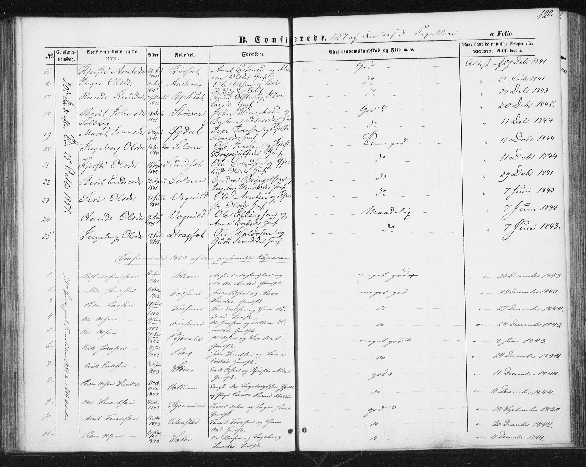 Ministerialprotokoller, klokkerbøker og fødselsregistre - Sør-Trøndelag, AV/SAT-A-1456/689/L1038: Parish register (official) no. 689A03, 1848-1872, p. 120