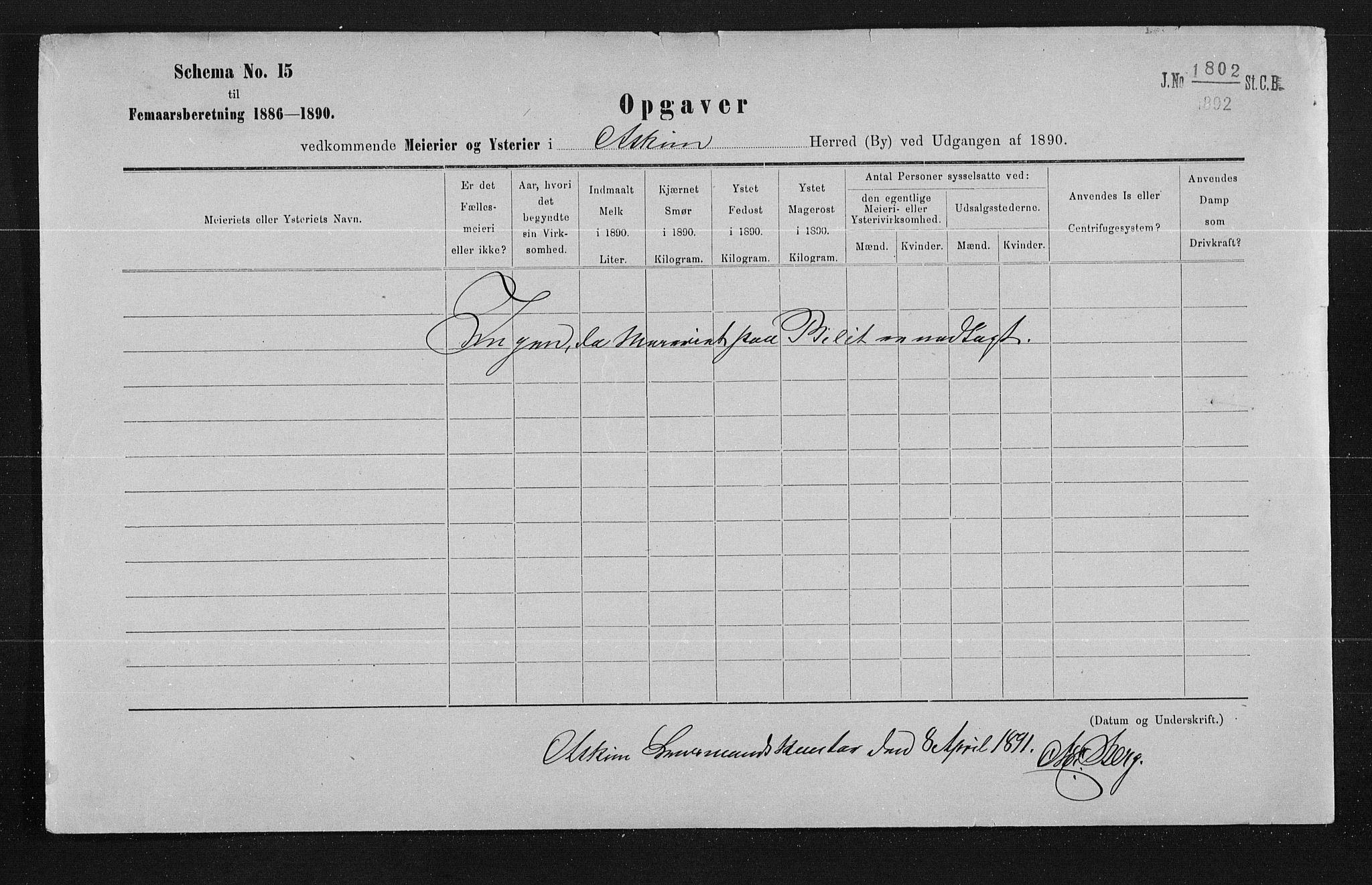 Statistisk sentralbyrå, Næringsøkonomiske emner, Generelt - Amtmennenes femårsberetninger, AV/RA-S-2233/F/Fa/L0077: --, 1890, p. 291