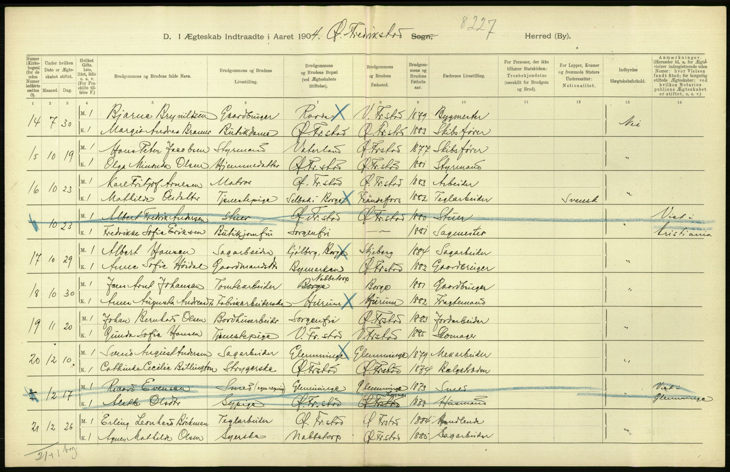 Statistisk sentralbyrå, Sosiodemografiske emner, Befolkning, AV/RA-S-2228/D/Df/Dfa/Dfab/L0001: Smålenenes amt: Fødte, gifte, døde, 1904, p. 603