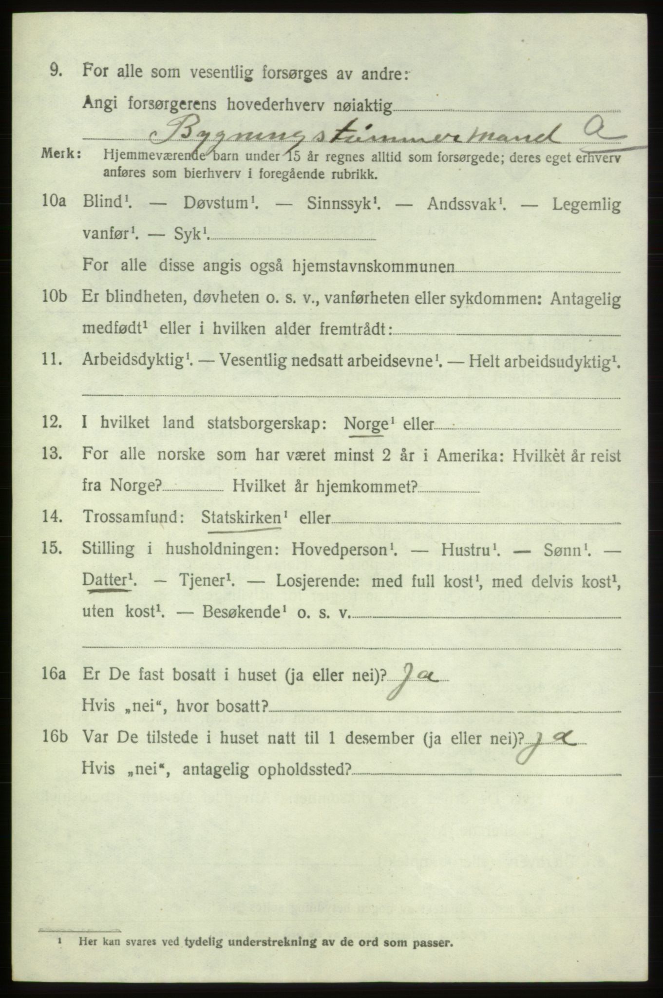 SAB, 1920 census for Tysnes, 1920, p. 8547