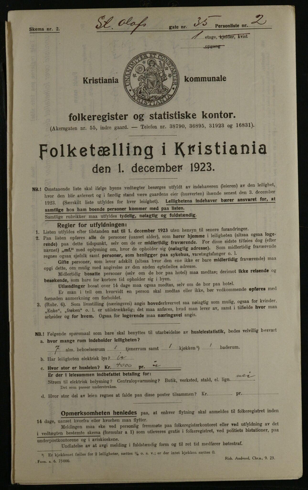 OBA, Municipal Census 1923 for Kristiania, 1923, p. 97634