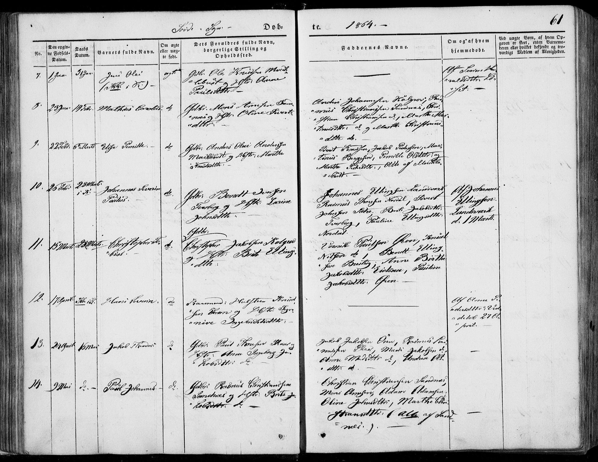 Ministerialprotokoller, klokkerbøker og fødselsregistre - Møre og Romsdal, SAT/A-1454/502/L0023: Parish register (official) no. 502A01, 1844-1873, p. 61