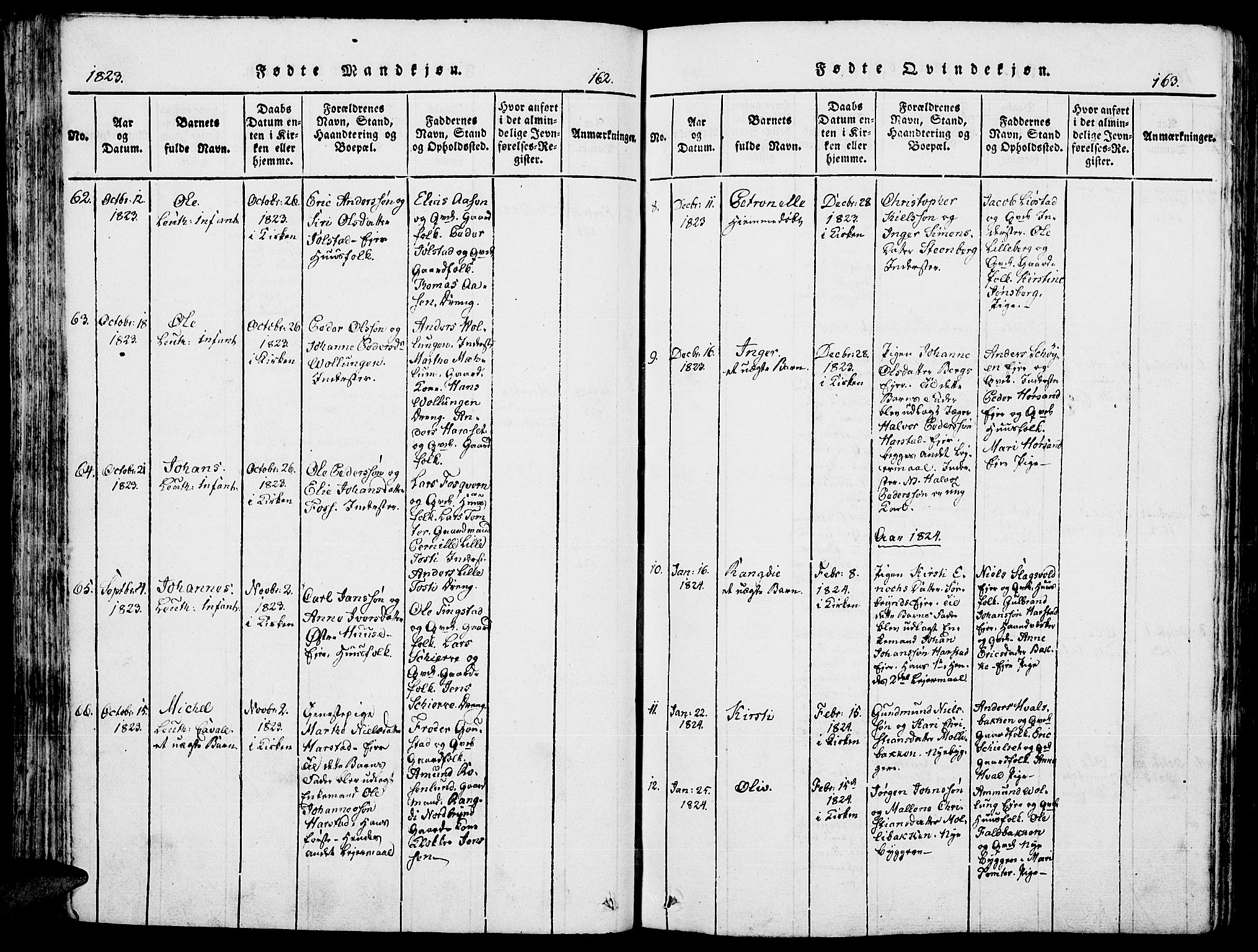 Romedal prestekontor, SAH/PREST-004/K/L0002: Parish register (official) no. 2, 1814-1828, p. 162-163