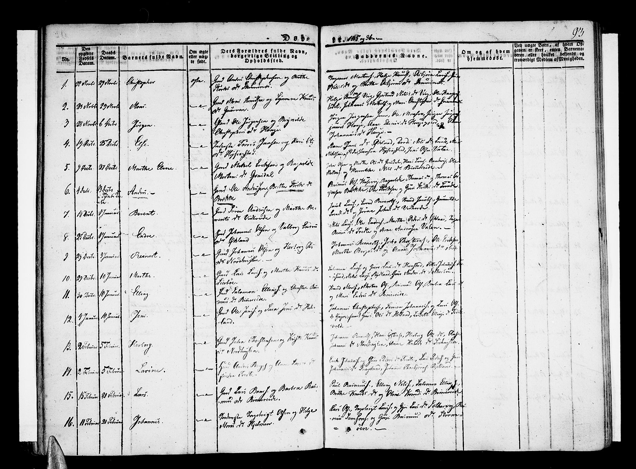 Stord sokneprestembete, SAB/A-78201/H/Haa: Parish register (official) no. A 6, 1826-1840, p. 93