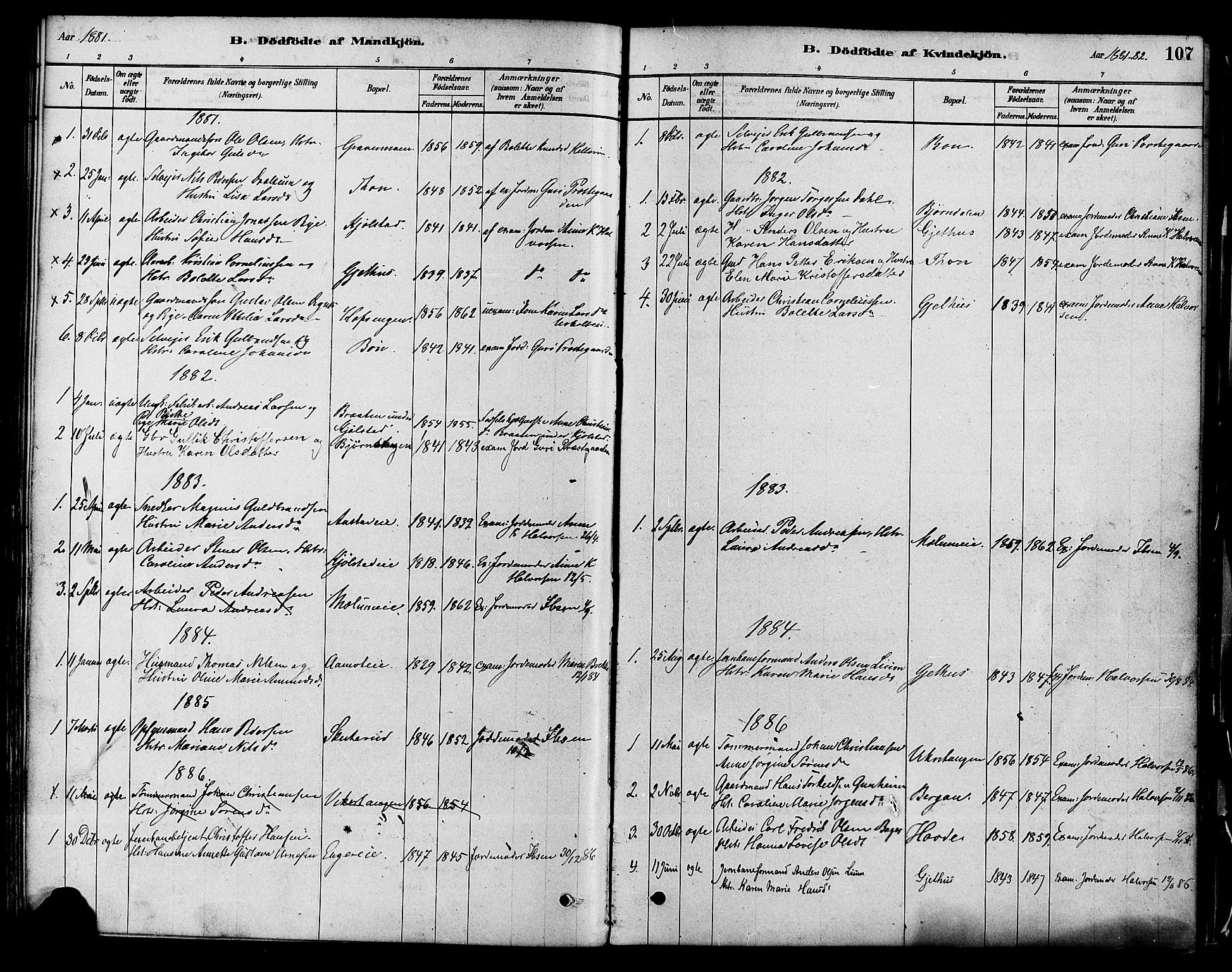 Modum kirkebøker, SAKO/A-234/F/Fa/L0011: Parish register (official) no. 11, 1877-1889, p. 107