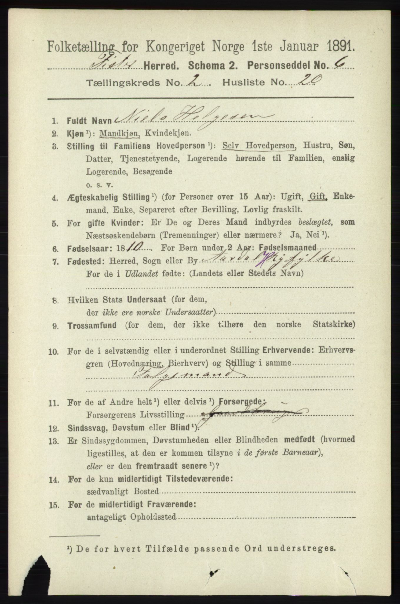 RA, 1891 census for 1132 Fister, 1891, p. 468