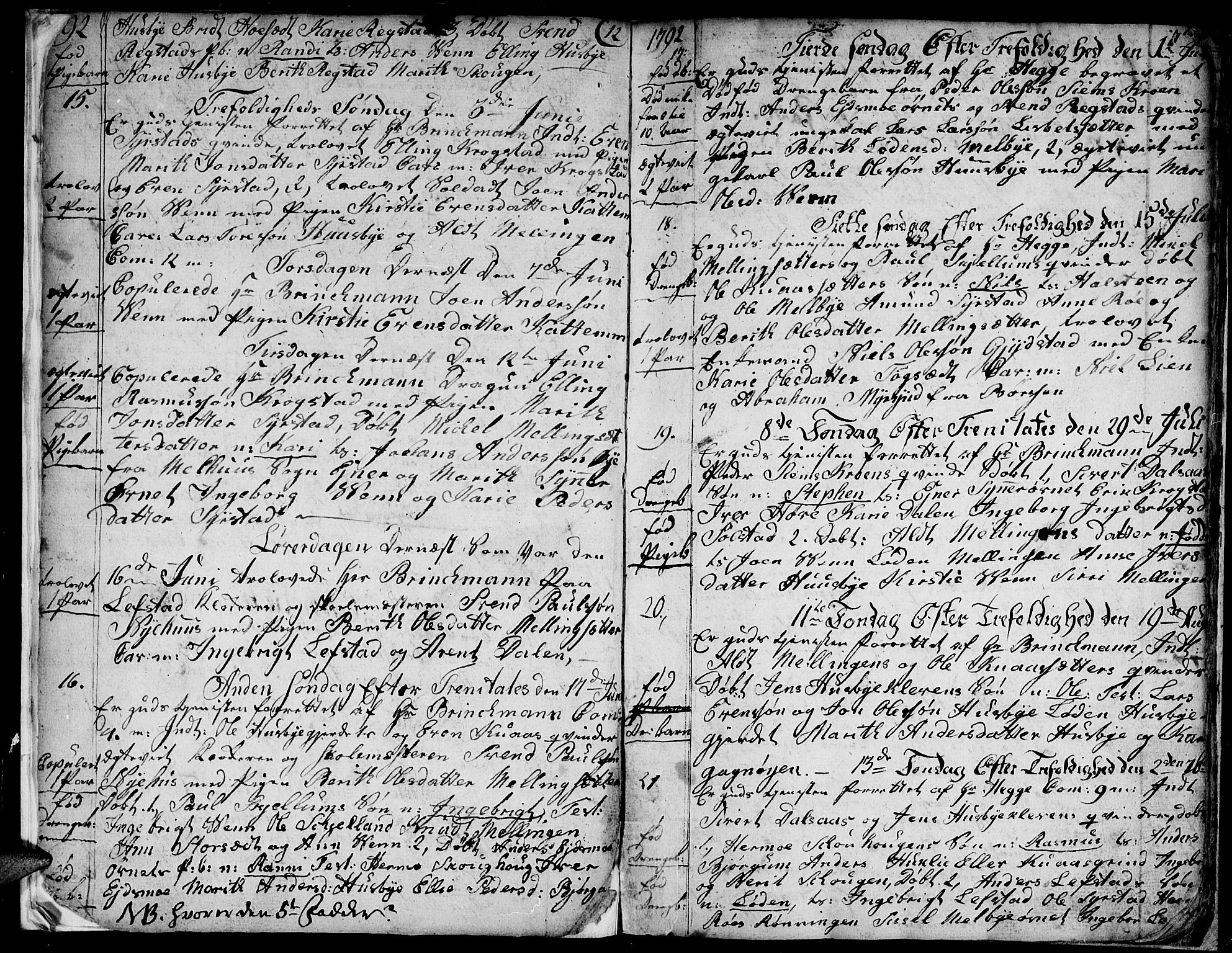 Ministerialprotokoller, klokkerbøker og fødselsregistre - Sør-Trøndelag, SAT/A-1456/667/L0794: Parish register (official) no. 667A02, 1791-1816, p. 14-15