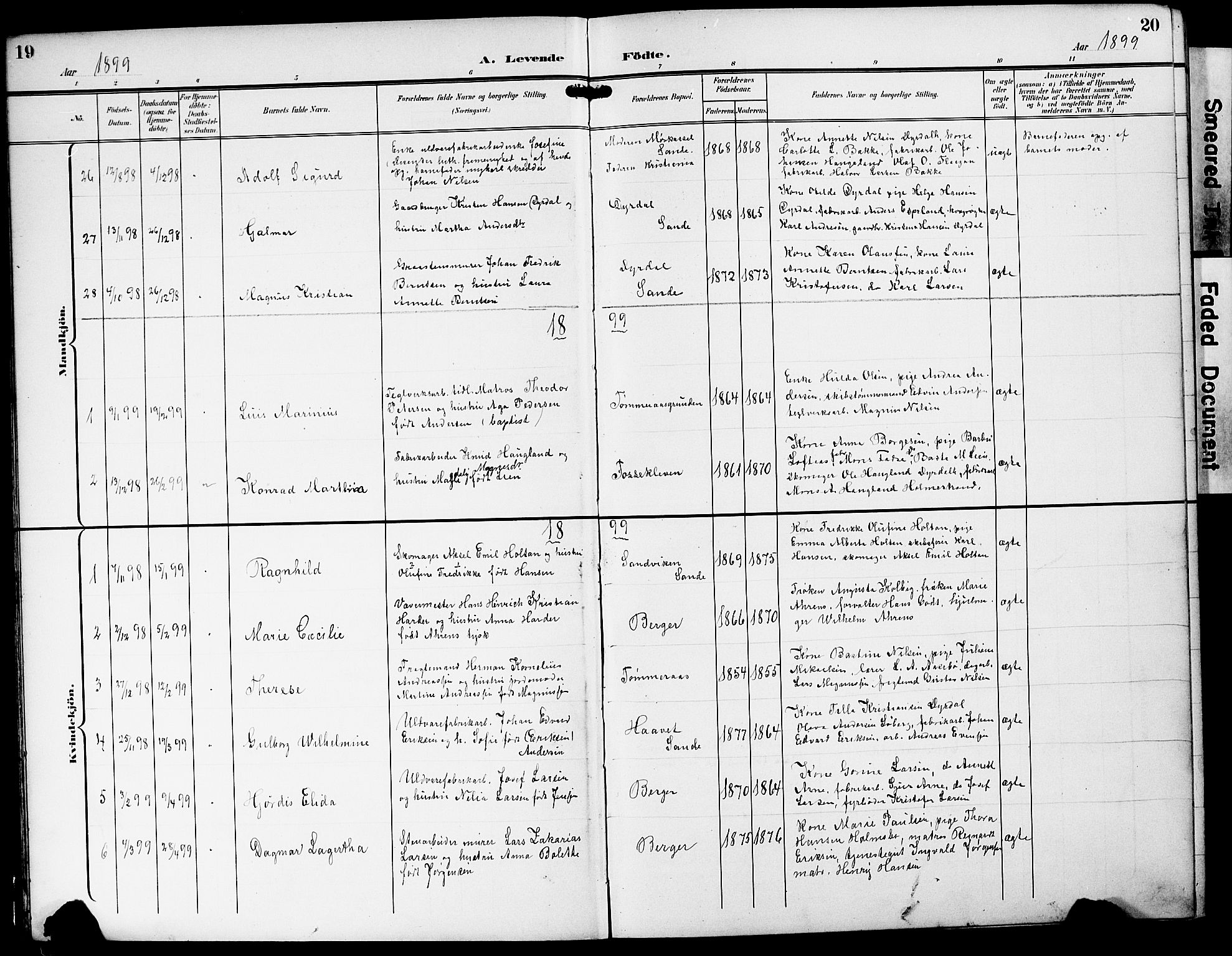 Strømm kirkebøker, AV/SAKO-A-322/G/Ga/L0004: Parish register (copy) no. I 4, 1897-1927, p. 19-20