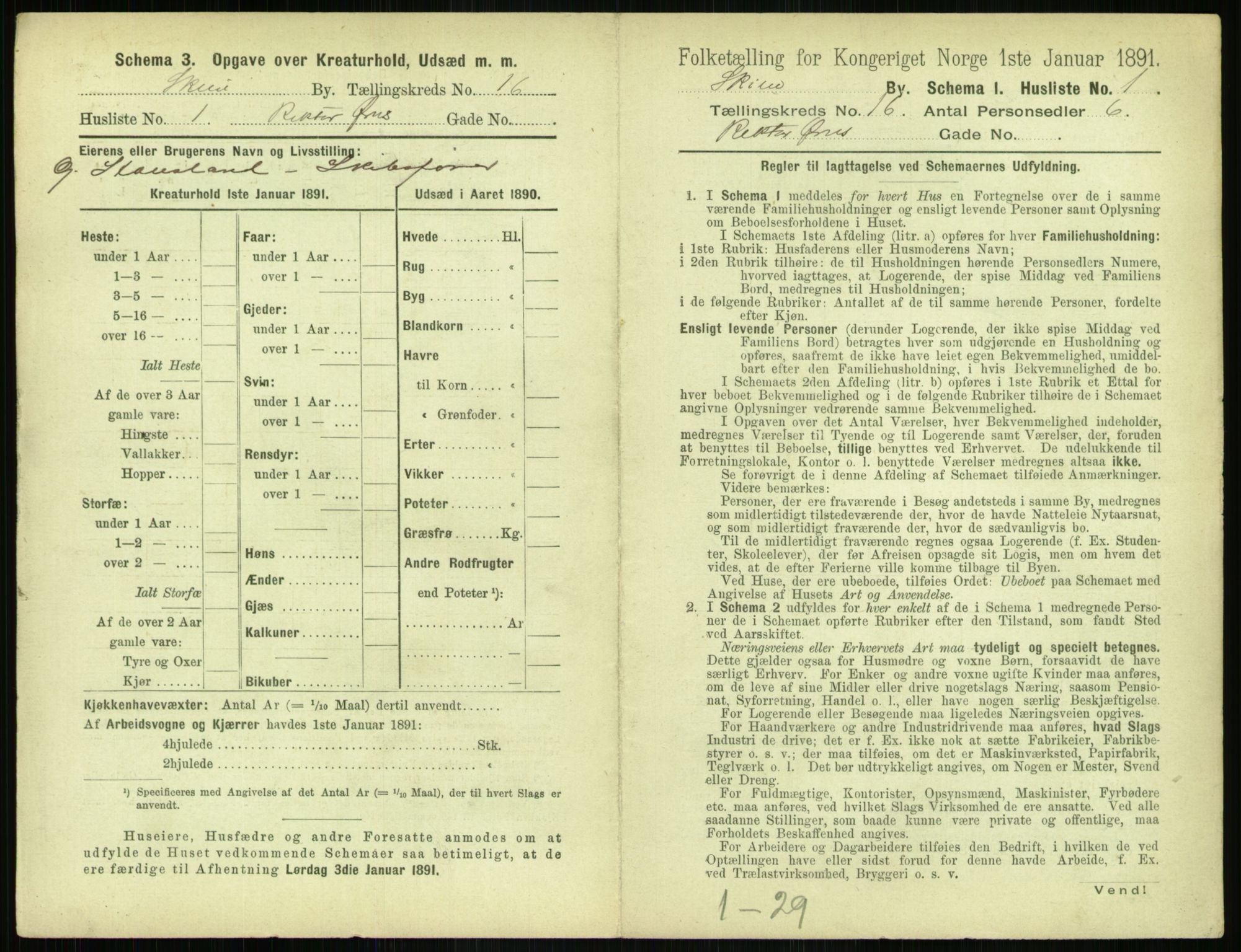 RA, 1891 census for 0806 Skien, 1891, p. 610