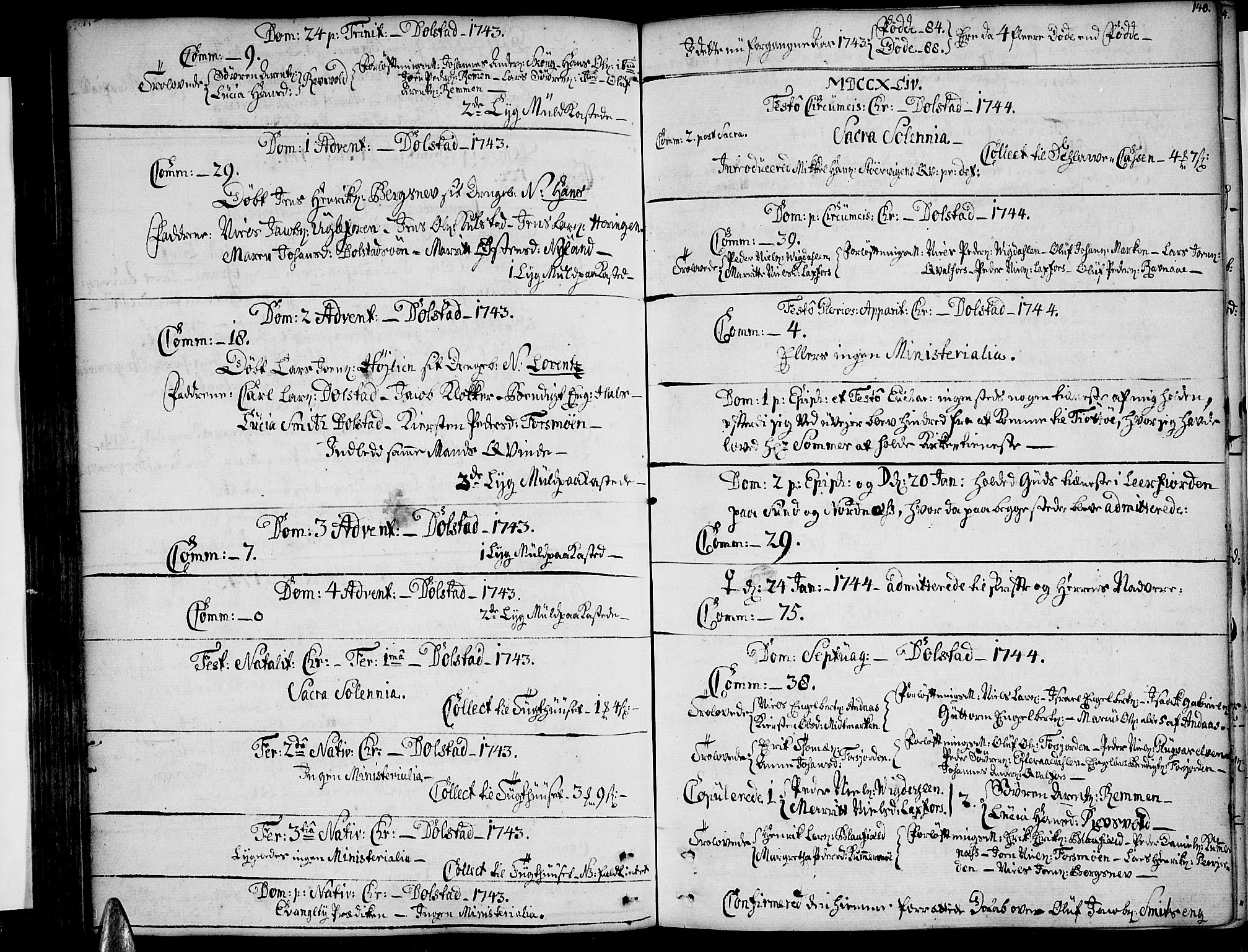 Ministerialprotokoller, klokkerbøker og fødselsregistre - Nordland, AV/SAT-A-1459/820/L0284: Parish register (official) no. 820A05, 1730-1752, p. 140