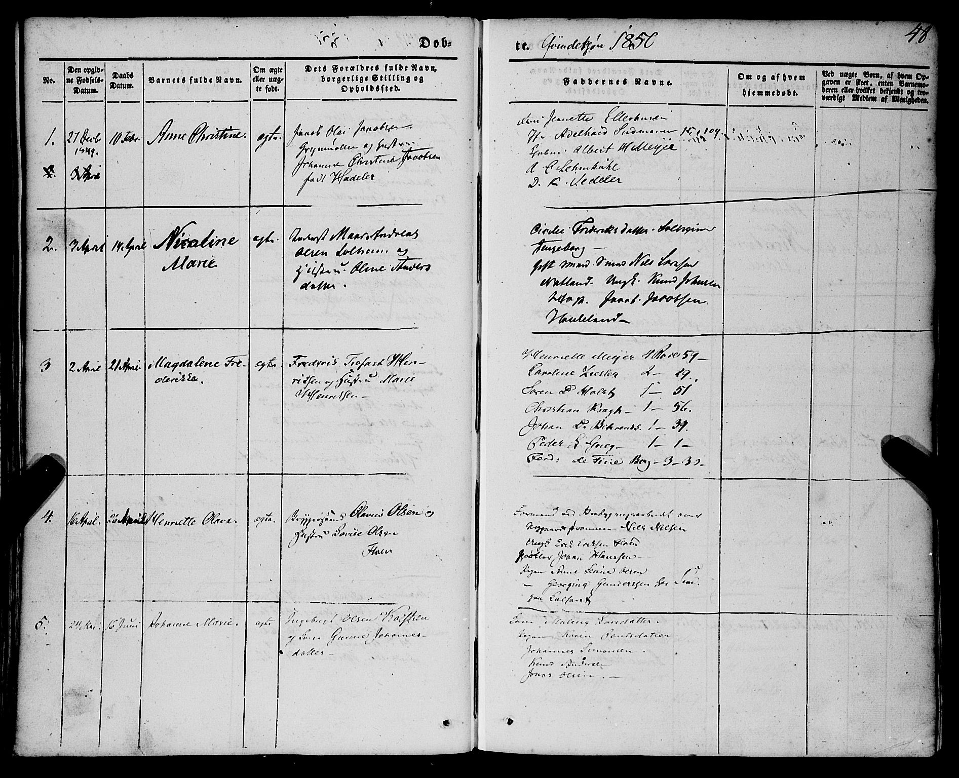 St. Jørgens hospital og Årstad sokneprestembete, AV/SAB-A-99934: Parish register (official) no. A 4, 1844-1863, p. 48