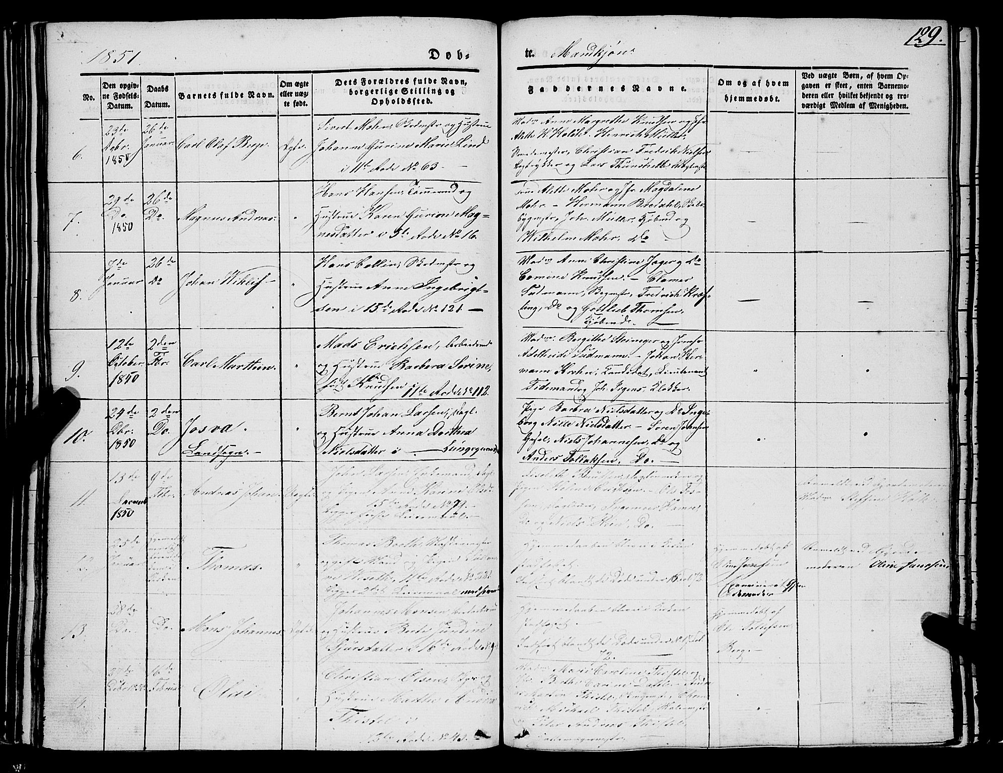 Domkirken sokneprestembete, AV/SAB-A-74801/H/Haa/L0019: Parish register (official) no. B 2, 1841-1851, p. 129