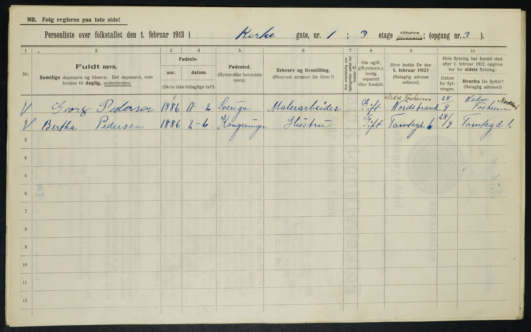 OBA, Municipal Census 1913 for Kristiania, 1913, p. 49473