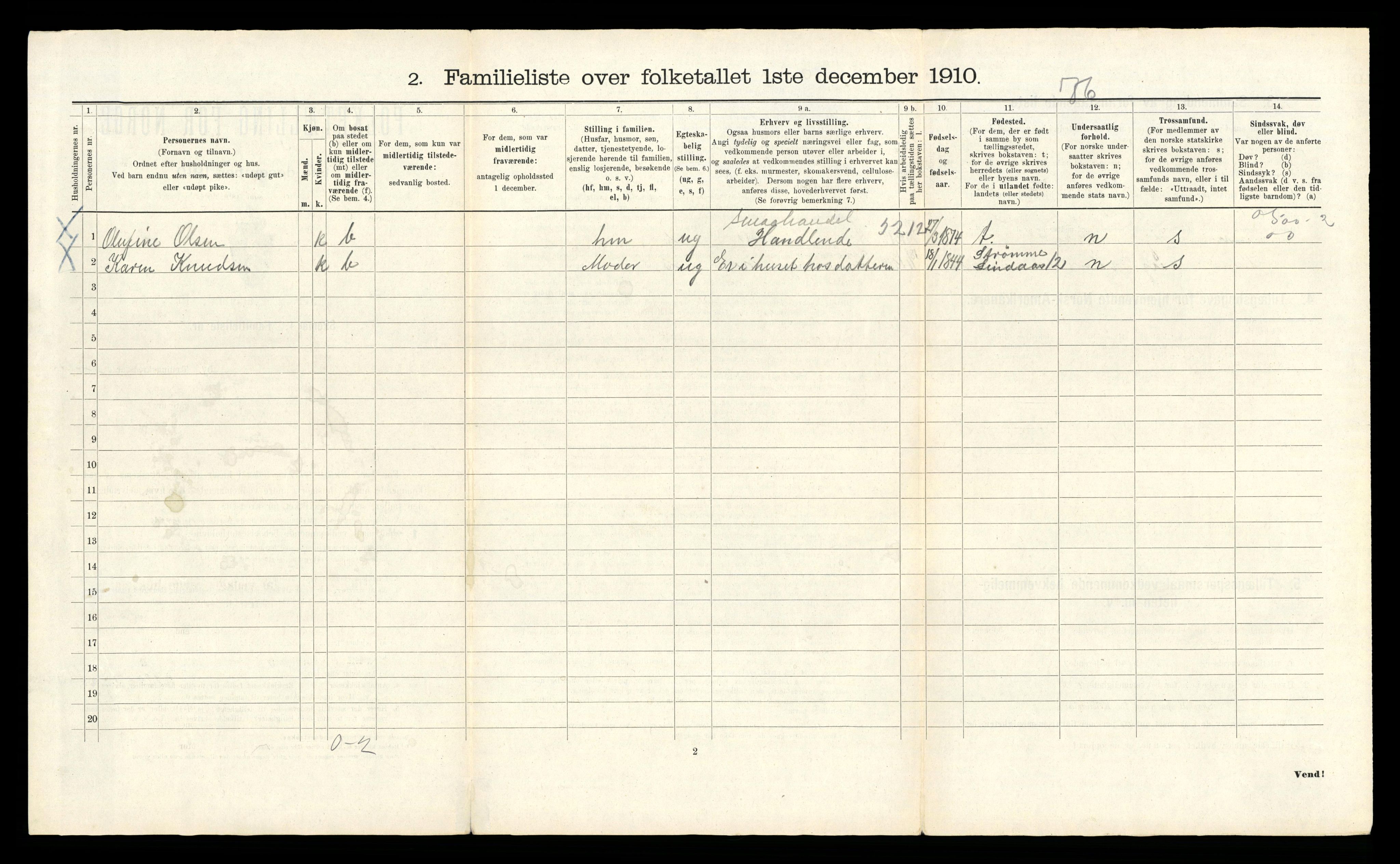 RA, 1910 census for Bergen, 1910, p. 43152