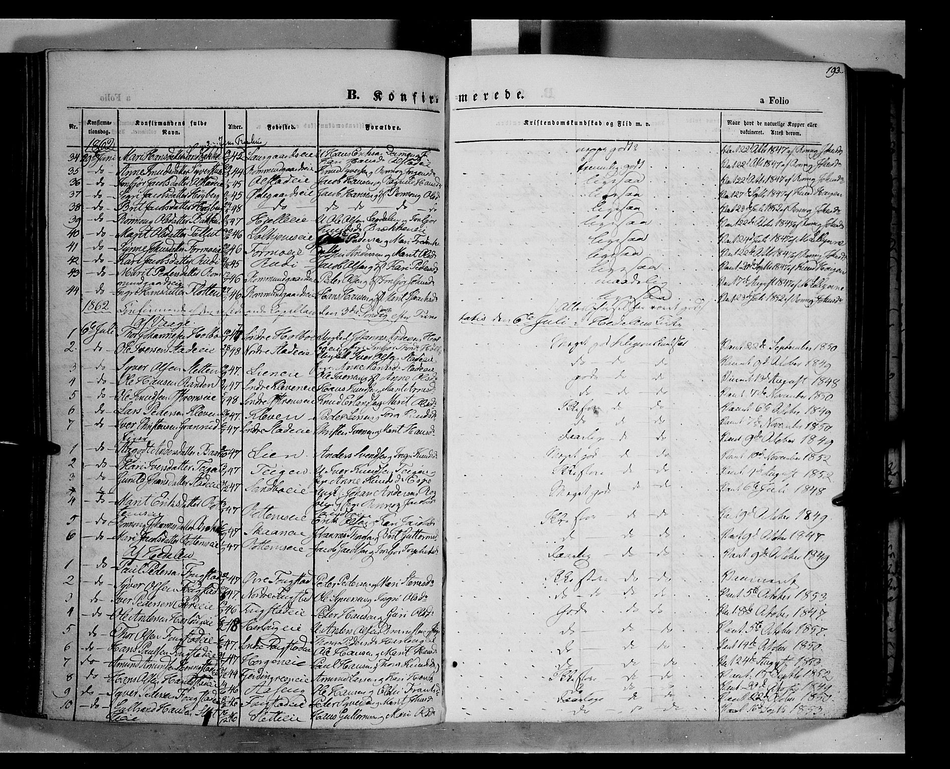 Vågå prestekontor, SAH/PREST-076/H/Ha/Haa/L0006: Parish register (official) no. 6 /1, 1856-1872, p. 193
