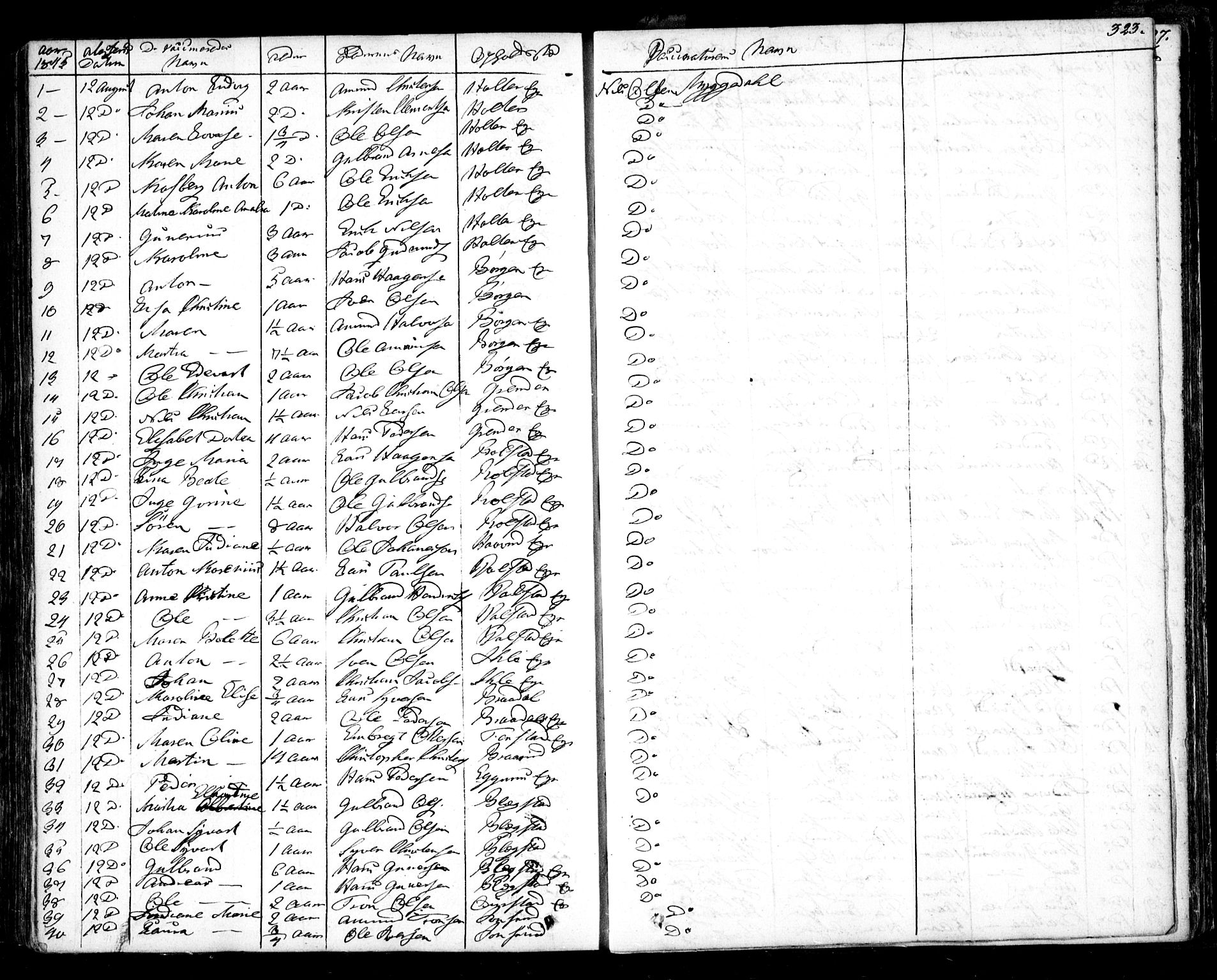 Nes prestekontor Kirkebøker, AV/SAO-A-10410/F/Fa/L0006: Parish register (official) no. I 6, 1833-1845, p. 323