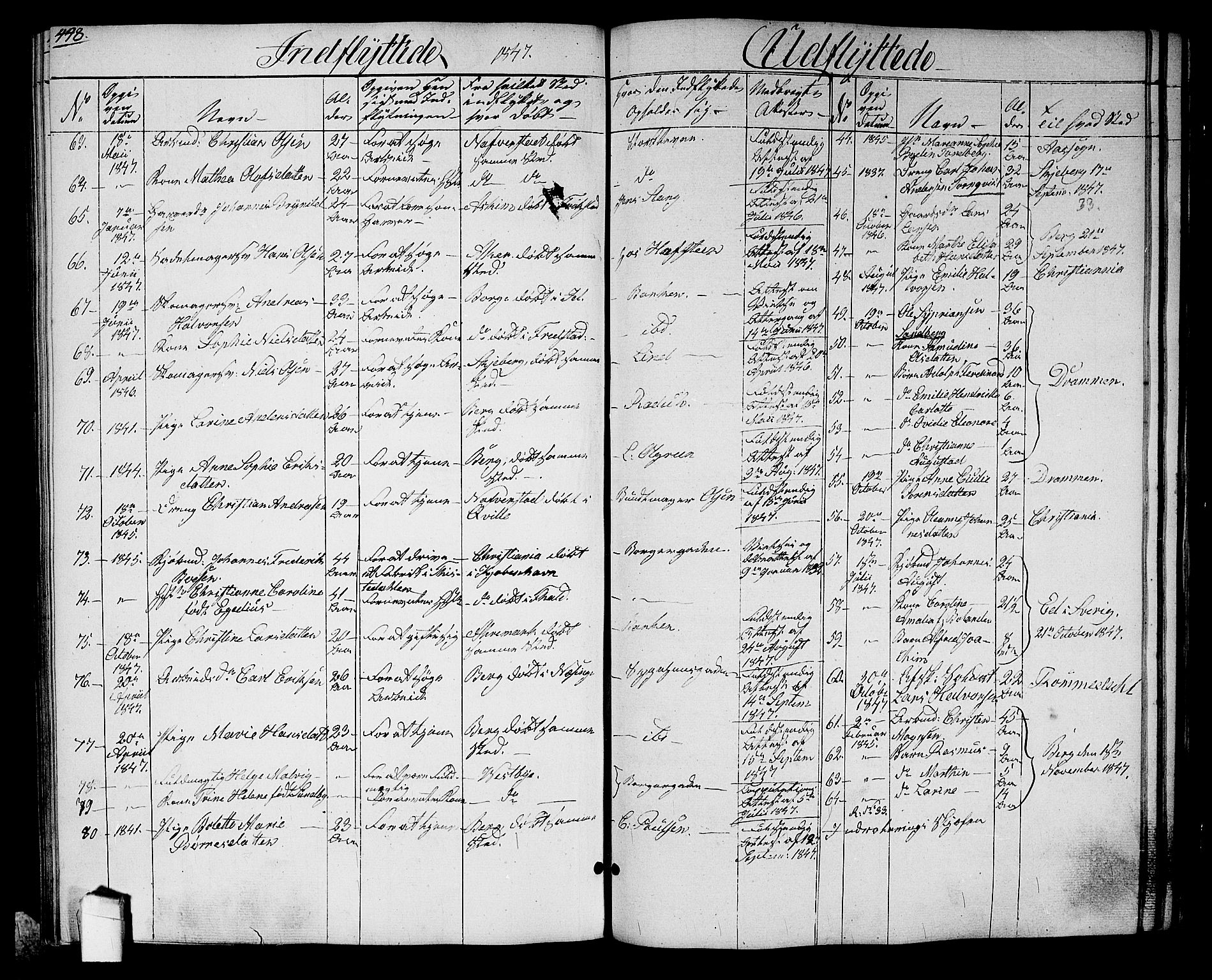 Halden prestekontor Kirkebøker, SAO/A-10909/G/Ga/L0004: Parish register (copy) no. 4, 1845-1854, p. 448