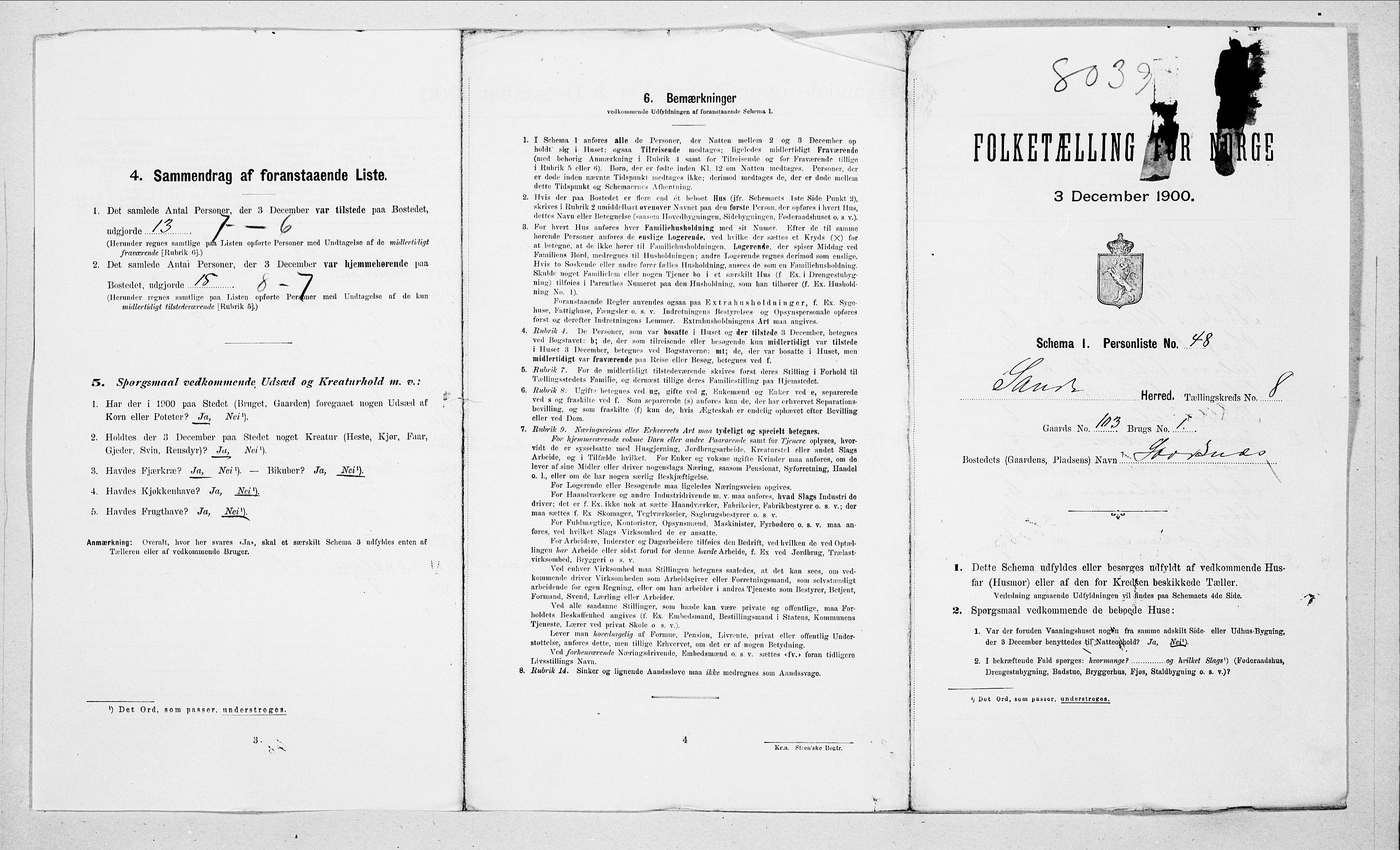 SAT, 1900 census for Sande, 1900, p. 919