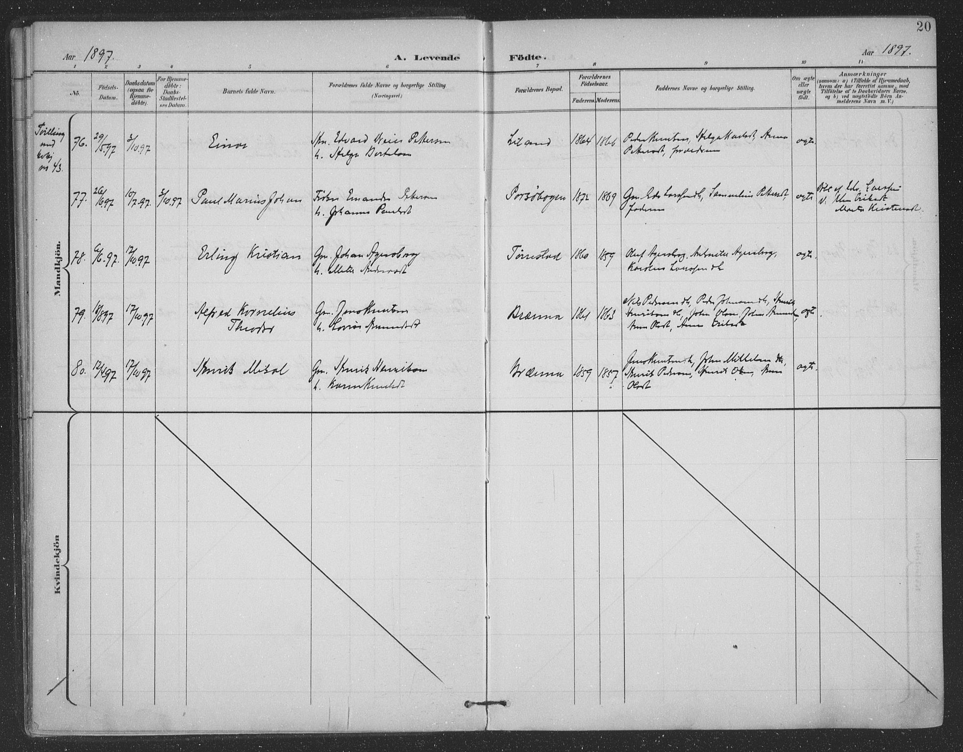 Ministerialprotokoller, klokkerbøker og fødselsregistre - Nordland, AV/SAT-A-1459/863/L0899: Parish register (official) no. 863A11, 1897-1906, p. 20