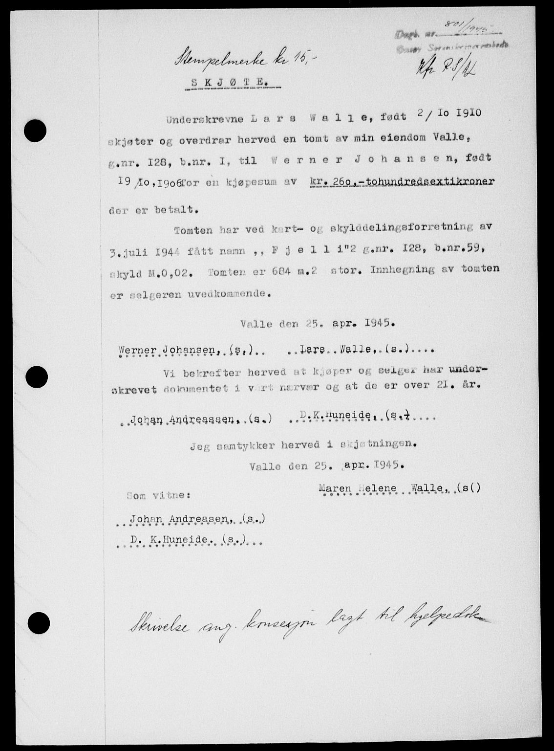 Onsøy sorenskriveri, SAO/A-10474/G/Ga/Gab/L0014: Mortgage book no. II A-14, 1944-1945, Diary no: : 817/1945