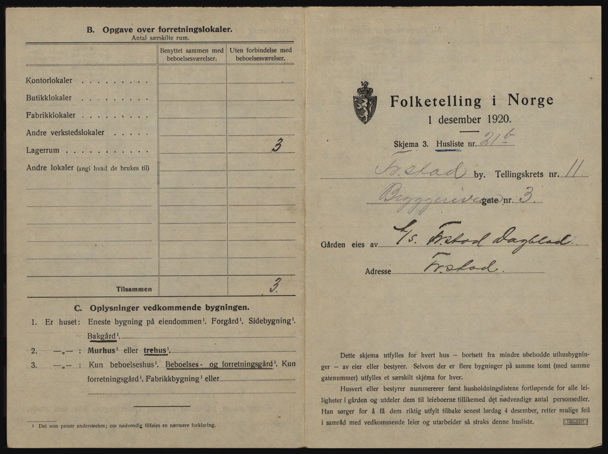 SAO, 1920 census for Fredrikstad, 1920, p. 69