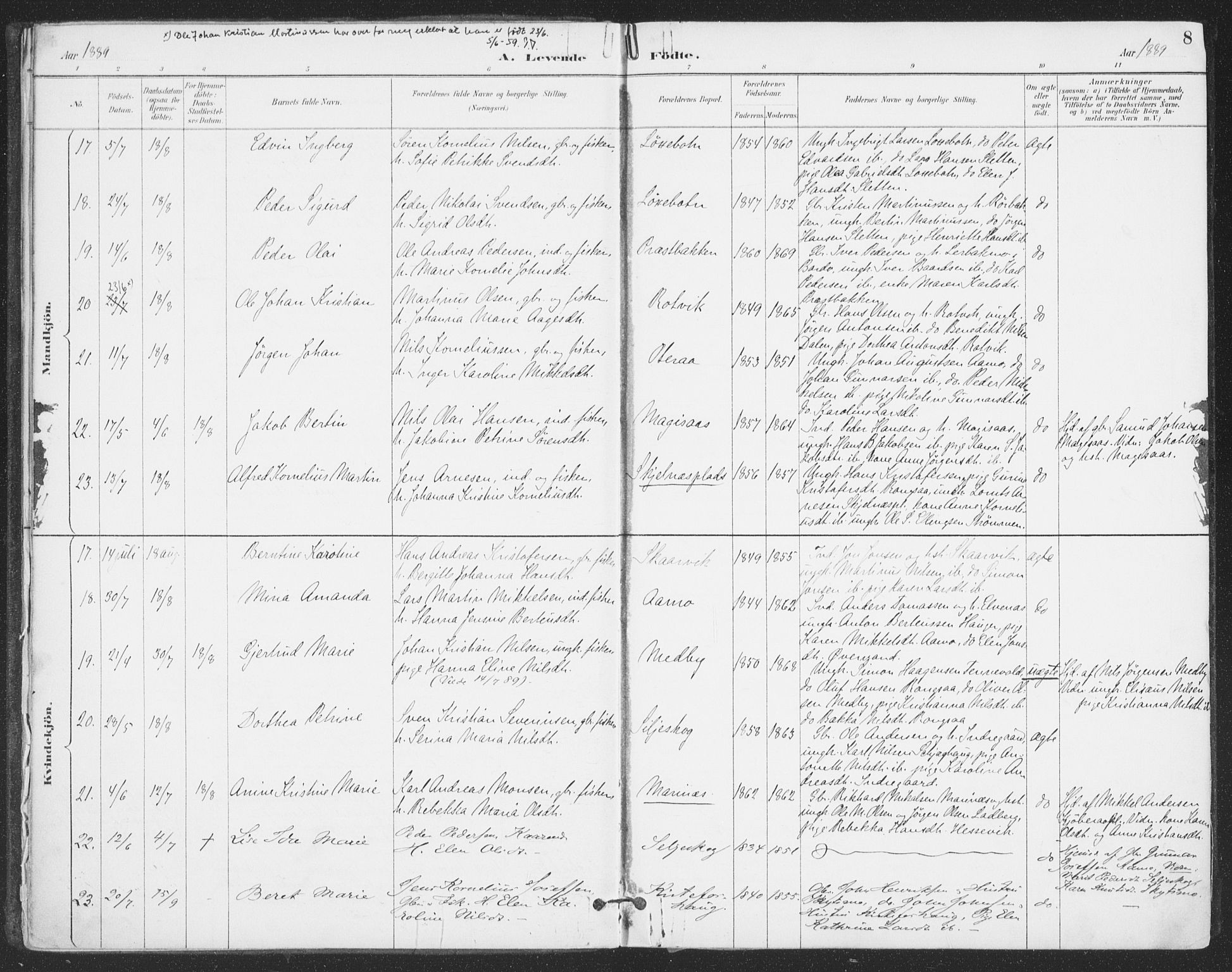 Ibestad sokneprestembete, SATØ/S-0077/H/Ha/Haa/L0015kirke: Parish register (official) no. 15, 1888-1899, p. 8