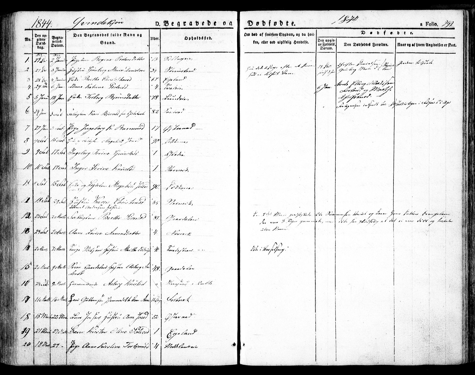 Holt sokneprestkontor, SAK/1111-0021/F/Fa/L0007: Parish register (official) no. A 7, 1836-1848, p. 292