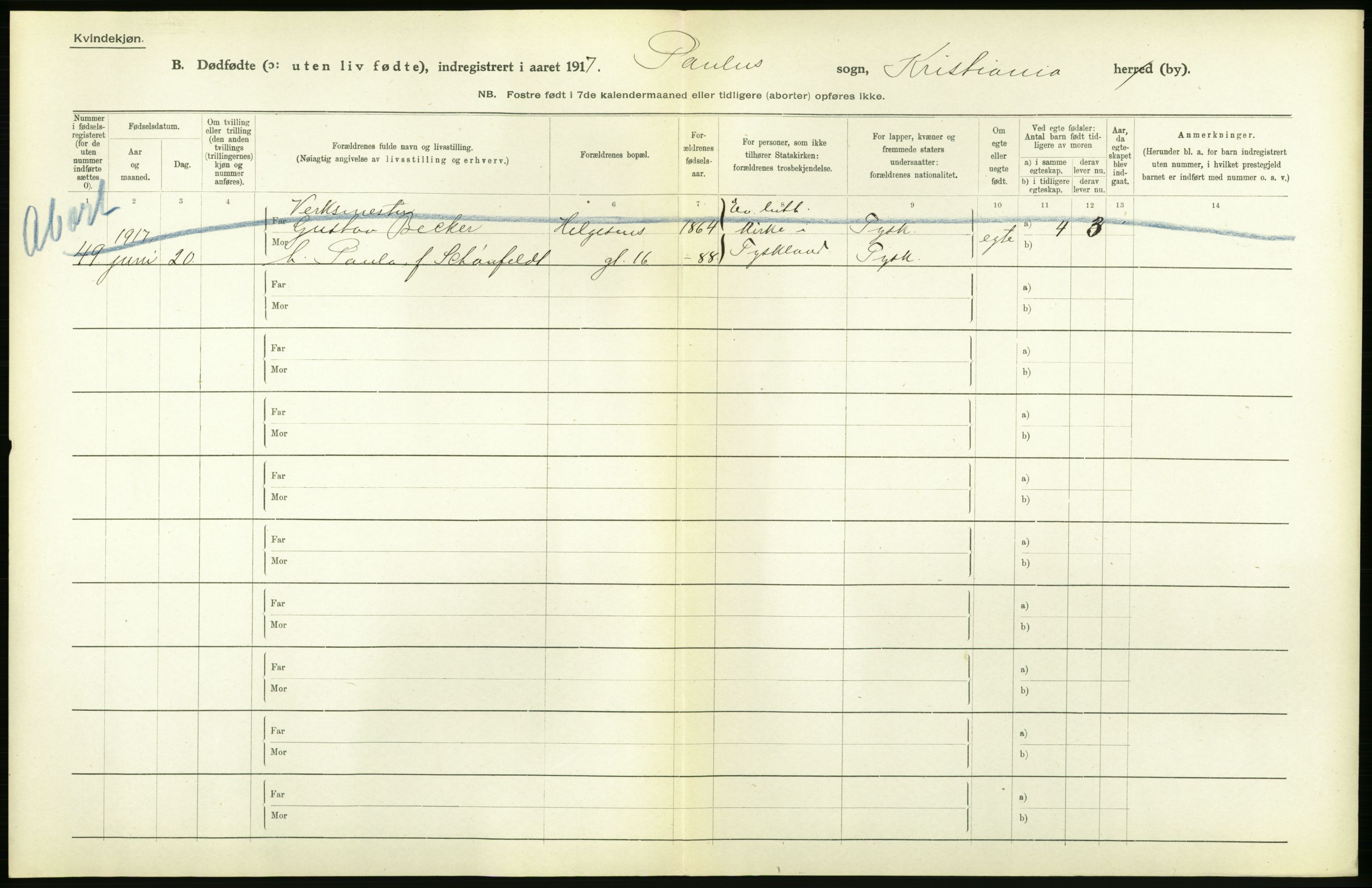 Statistisk sentralbyrå, Sosiodemografiske emner, Befolkning, AV/RA-S-2228/D/Df/Dfb/Dfbg/L0011: Kristiania: Døde, dødfødte., 1917, p. 622