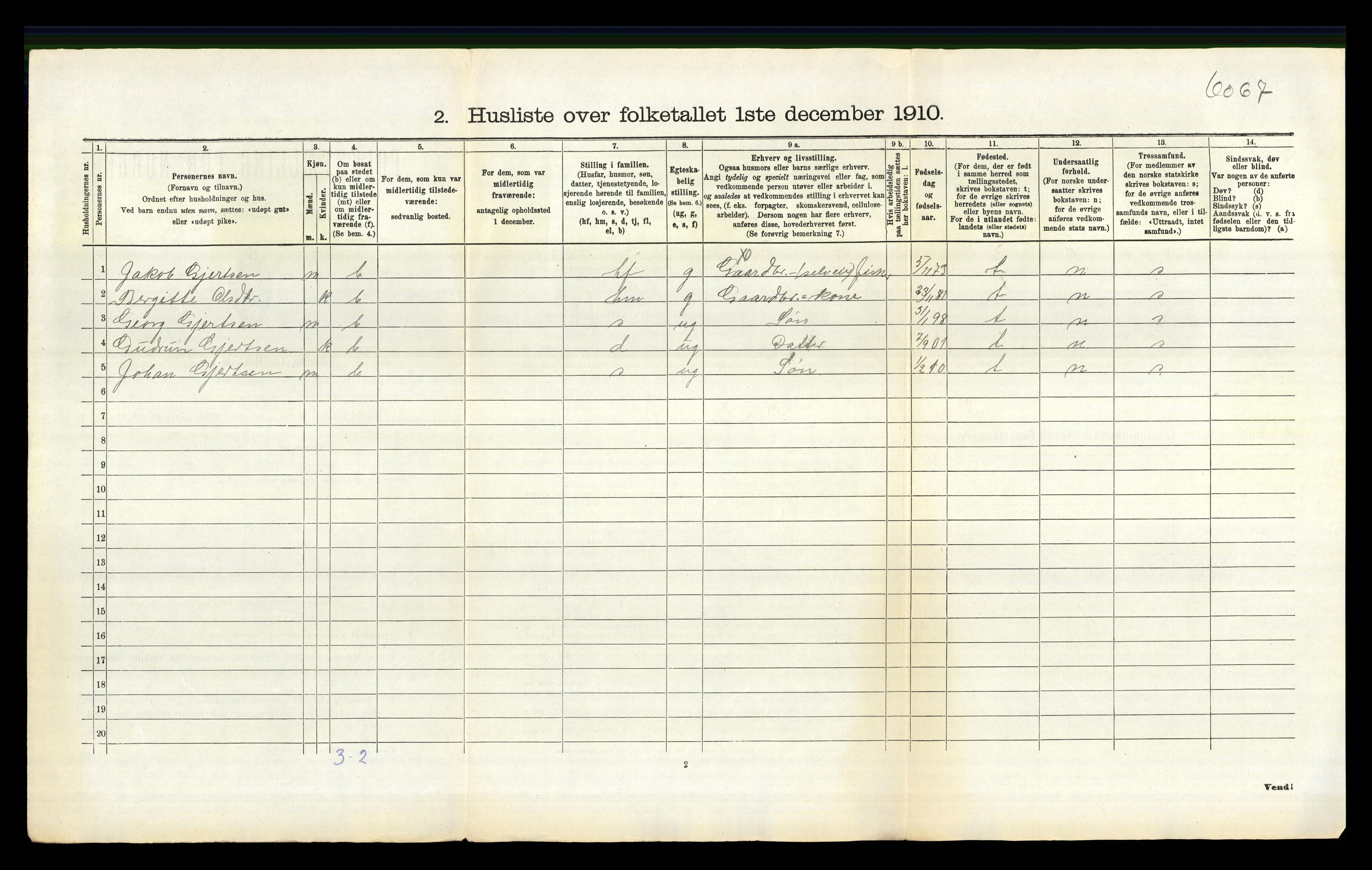 RA, 1910 census for Sokndal, 1910, p. 727