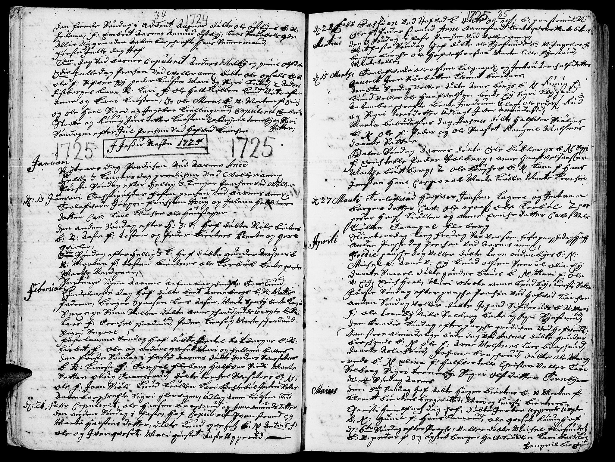 Hof prestekontor, SAH/PREST-038/H/Ha/Haa/L0002: Parish register (official) no. 2, 1720-1749, p. 34-35