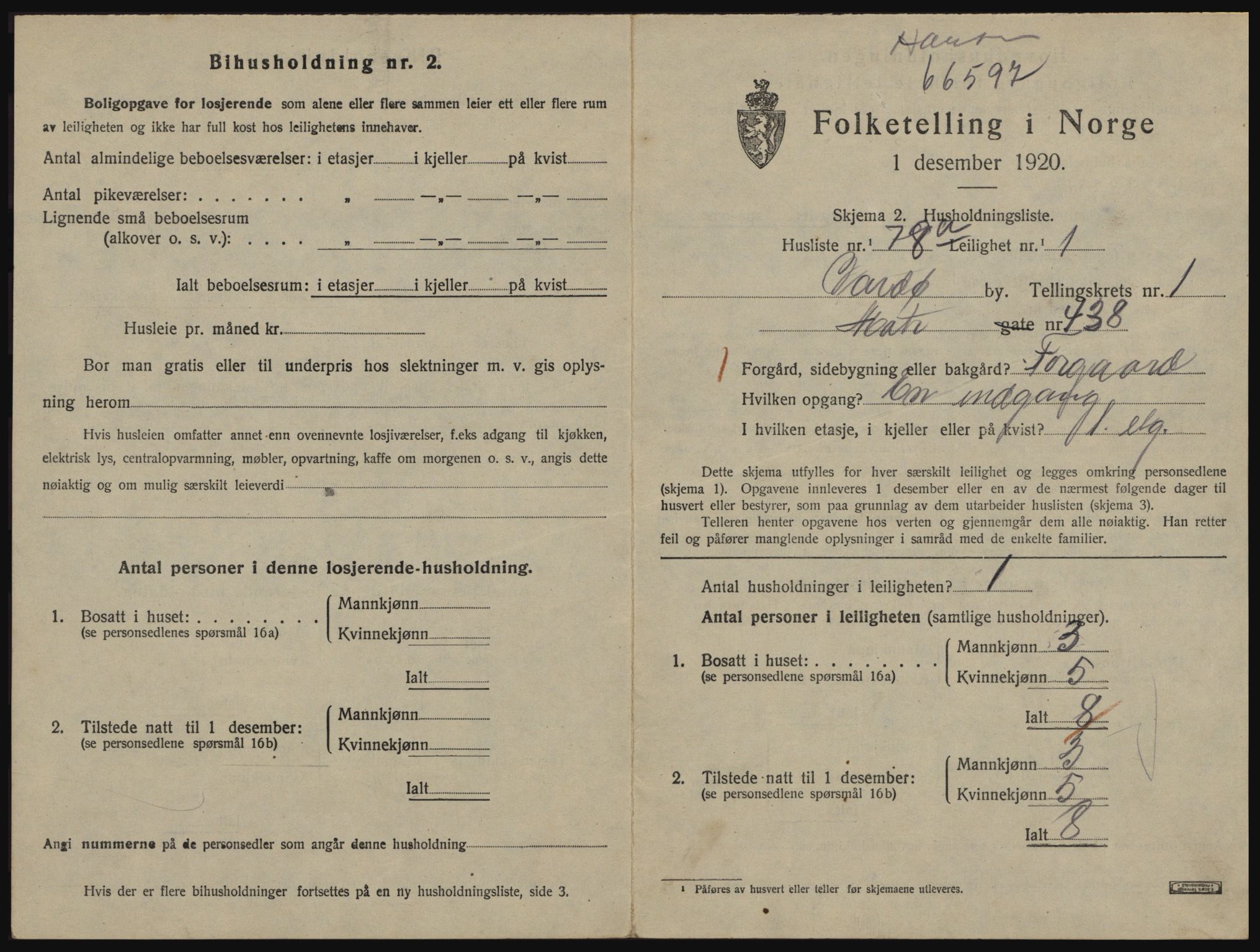 SATØ, 1920 census for Vardø, 1920, p. 1259