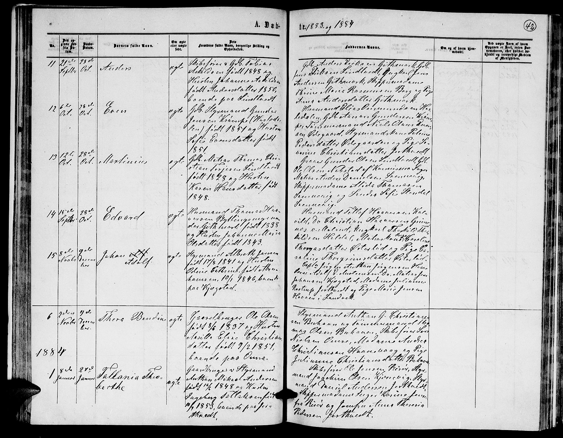 Hommedal sokneprestkontor, AV/SAK-1111-0023/F/Fb/Fba/L0003: Parish register (copy) no. B 3, 1863-1884, p. 42