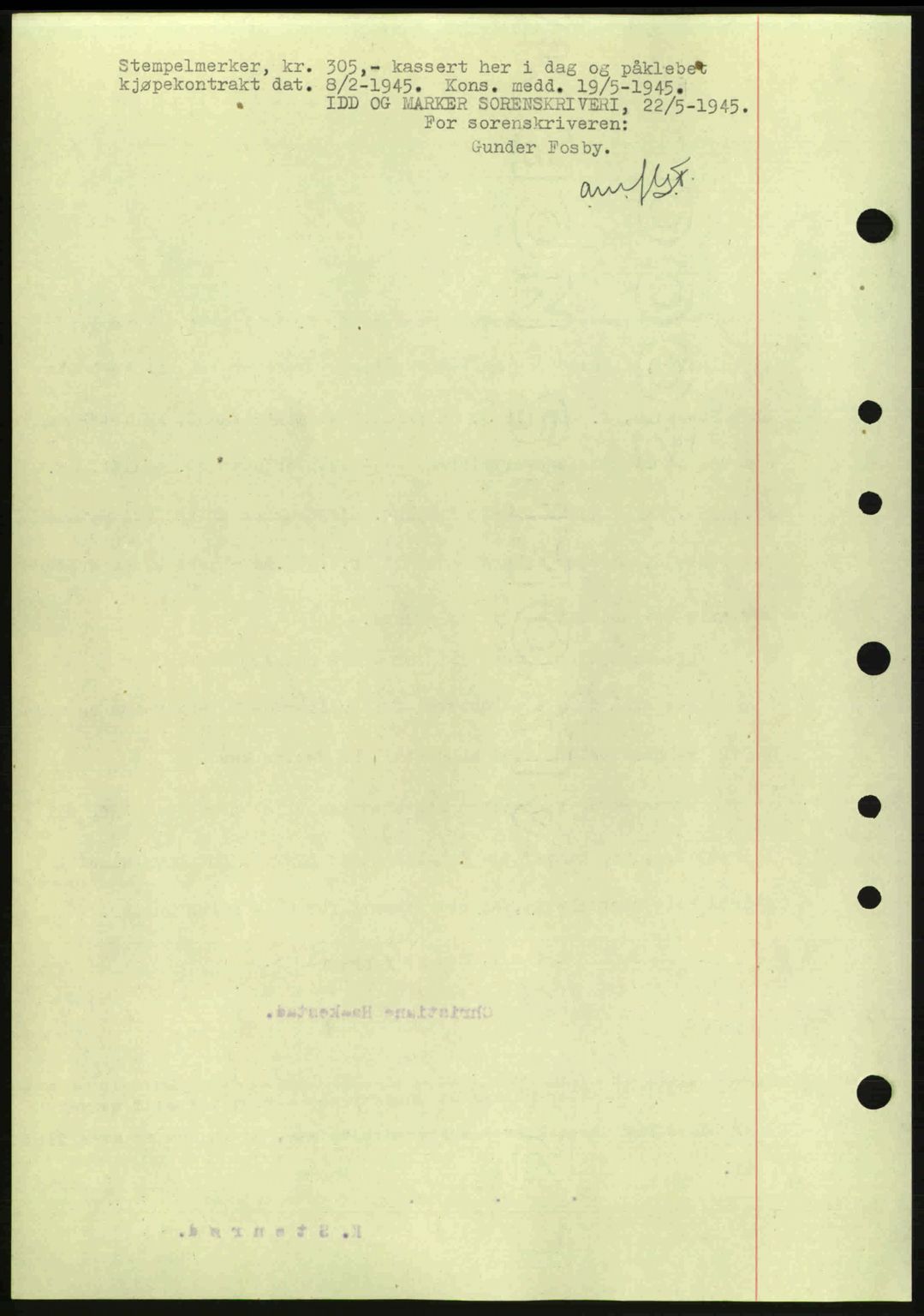 Idd og Marker sorenskriveri, AV/SAO-A-10283/G/Gb/Gbb/L0007: Mortgage book no. A7, 1944-1945, Diary no: : 410/1945