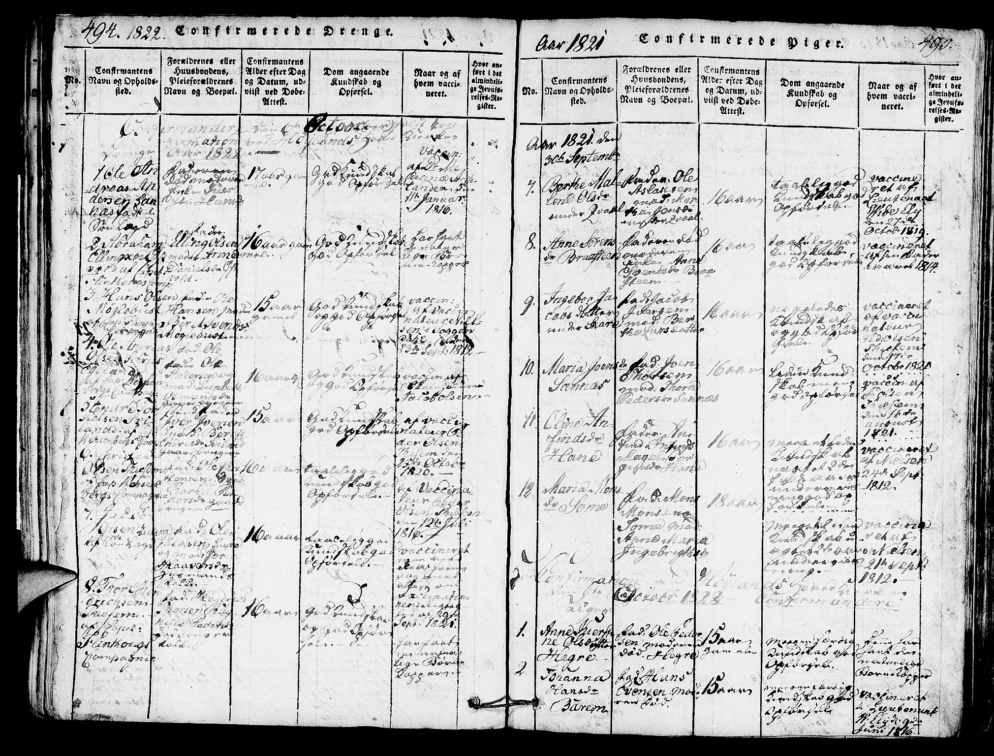 Høyland sokneprestkontor, AV/SAST-A-101799/001/30BA/L0006: Parish register (official) no. A 6, 1815-1825, p. 494-495