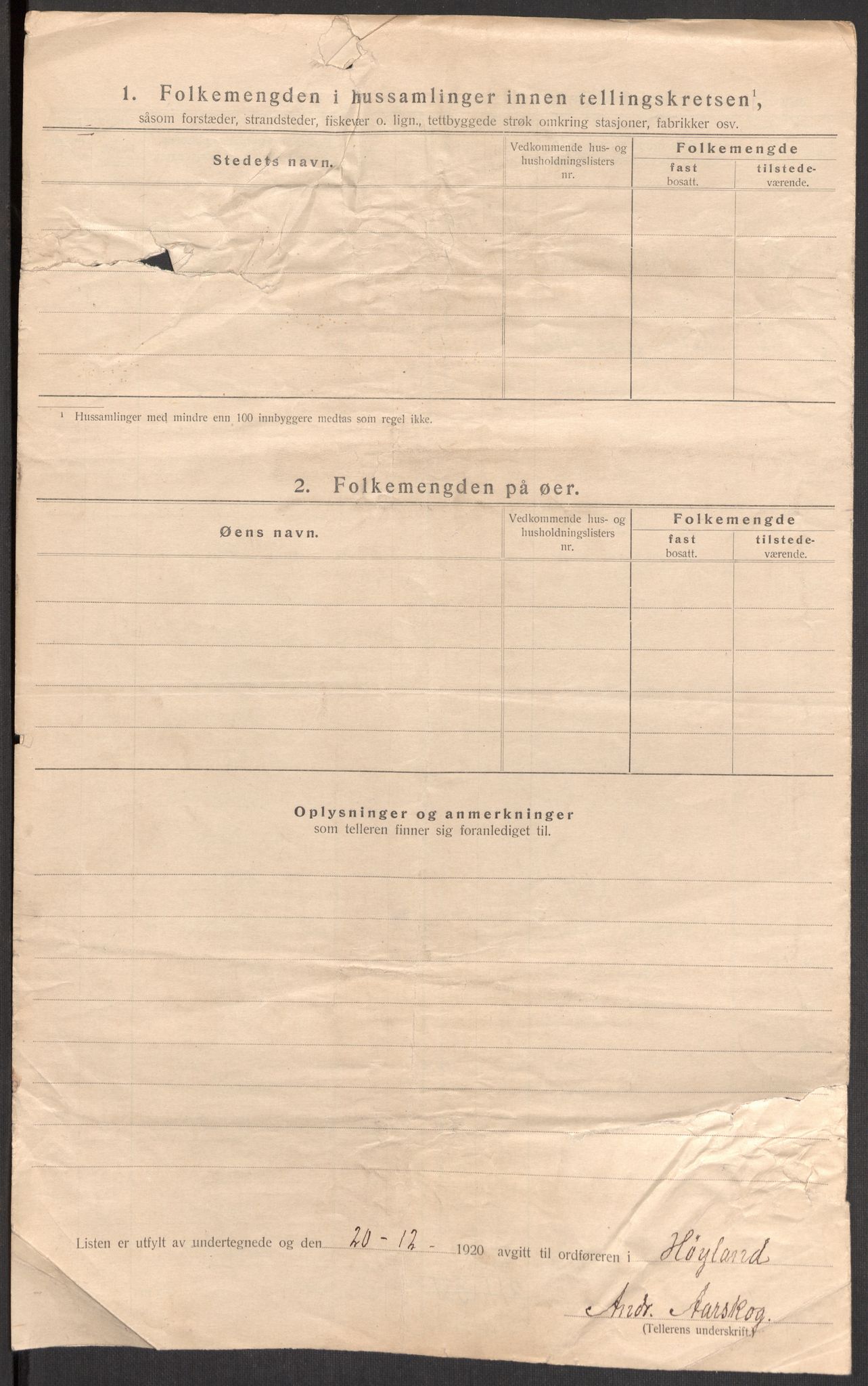 SAST, 1920 census for Høyland, 1920, p. 59