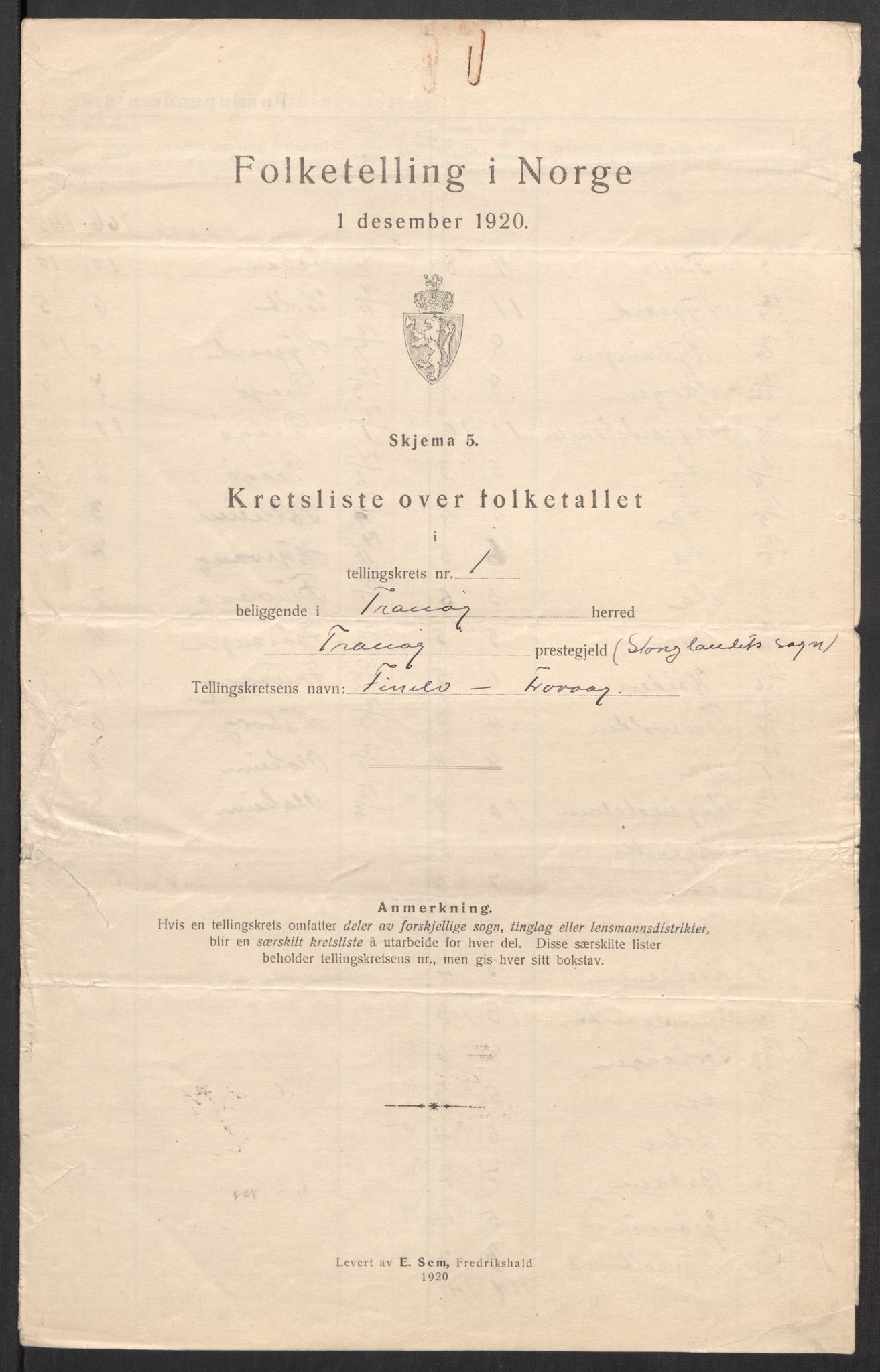 SATØ, 1920 census for Tranøy, 1920, p. 7