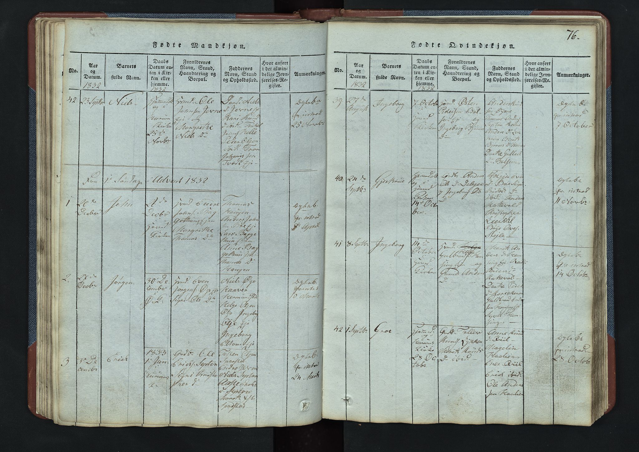 Vang prestekontor, Valdres, SAH/PREST-140/H/Hb/L0003: Parish register (copy) no. 3, 1814-1892, p. 76