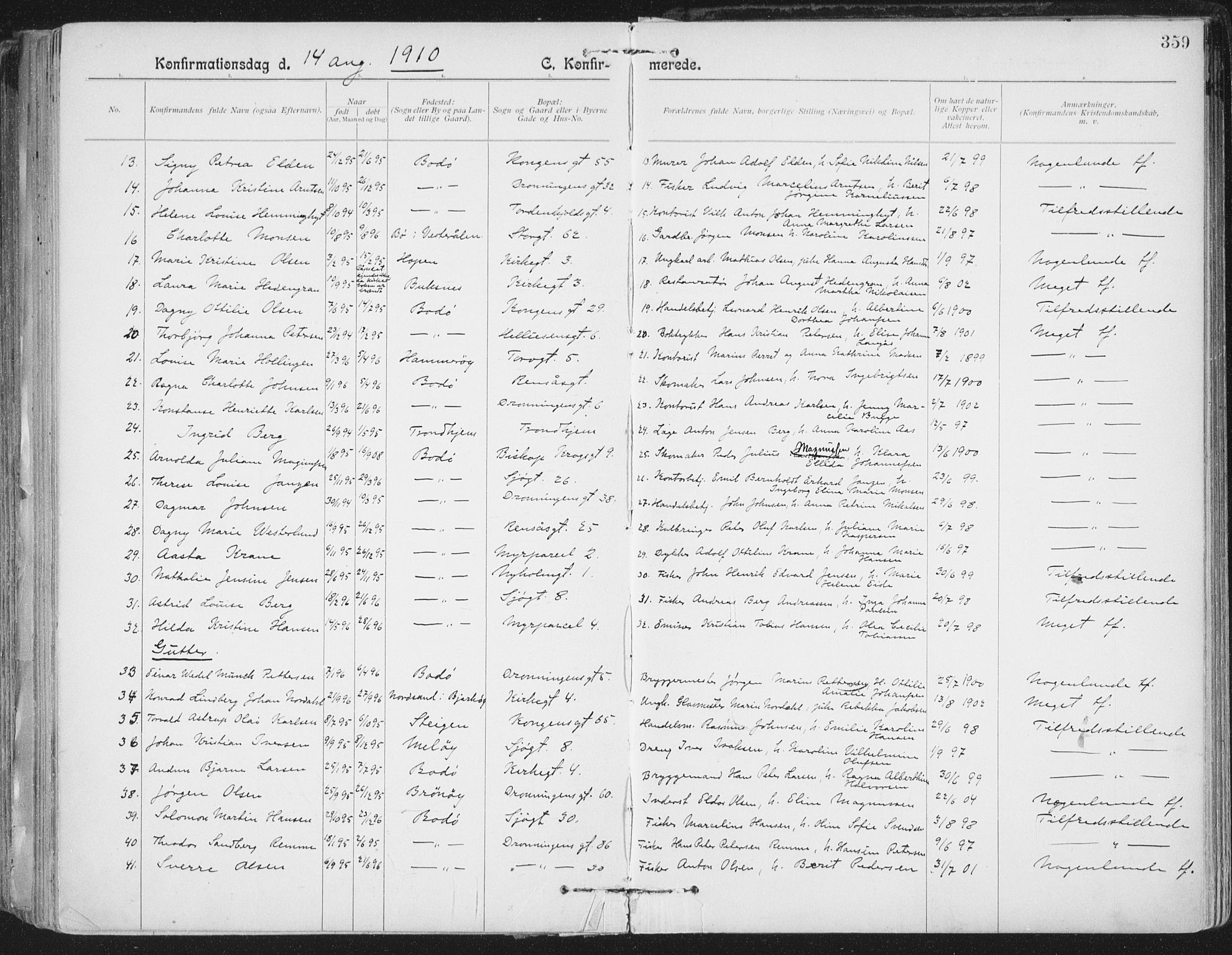 Ministerialprotokoller, klokkerbøker og fødselsregistre - Nordland, AV/SAT-A-1459/801/L0011: Parish register (official) no. 801A11, 1900-1916, p. 359