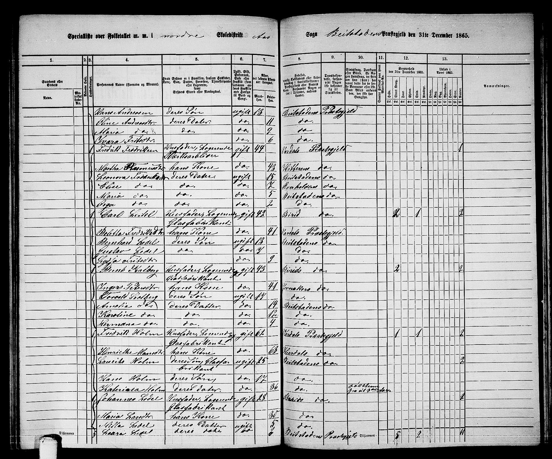 RA, 1865 census for Beitstad, 1865, p. 170