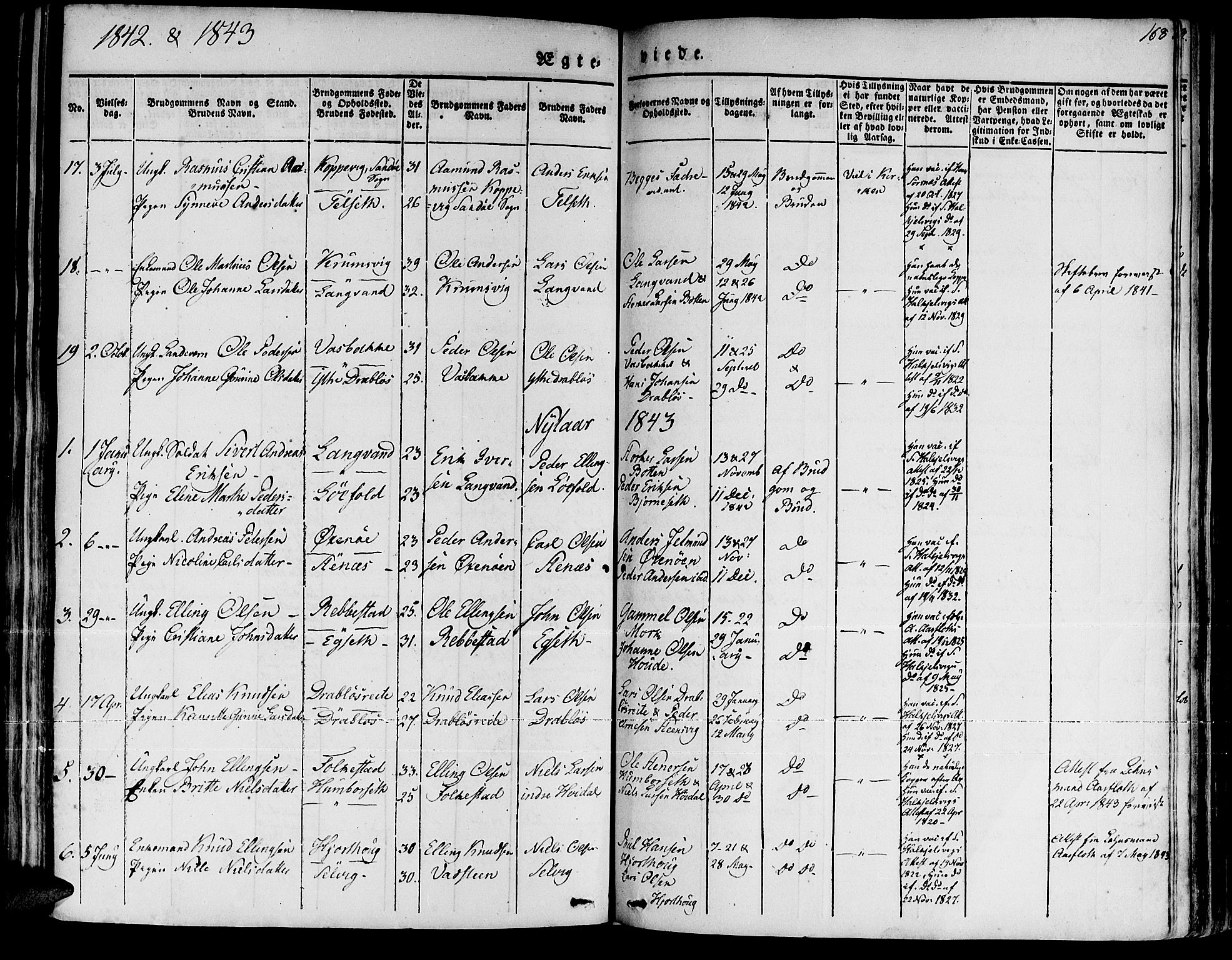 Ministerialprotokoller, klokkerbøker og fødselsregistre - Møre og Romsdal, AV/SAT-A-1454/511/L0139: Parish register (official) no. 511A06, 1831-1850, p. 168