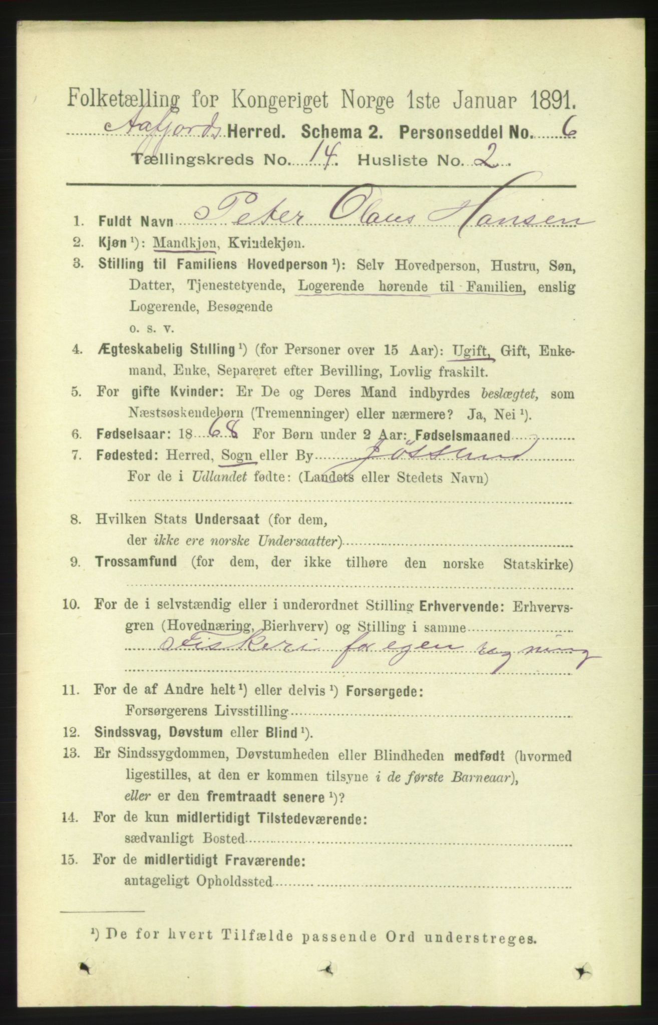 RA, 1891 census for 1630 Åfjord, 1891, p. 4626